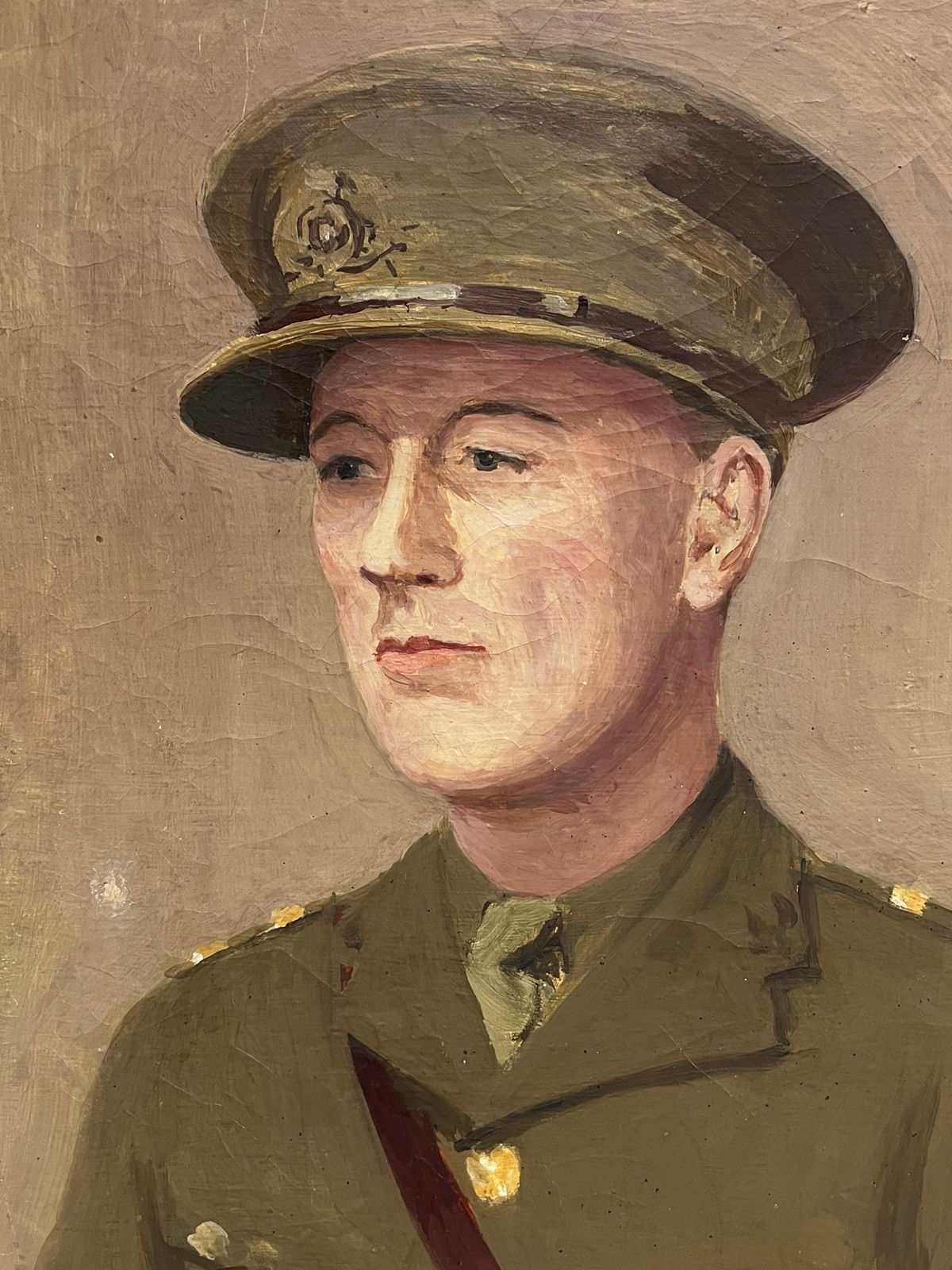 photo furniture Kathleen Emily Temple Bird (British 1879   1962)portrait Of Ww11 British Army Officer Soldier Antique English Oil Painting