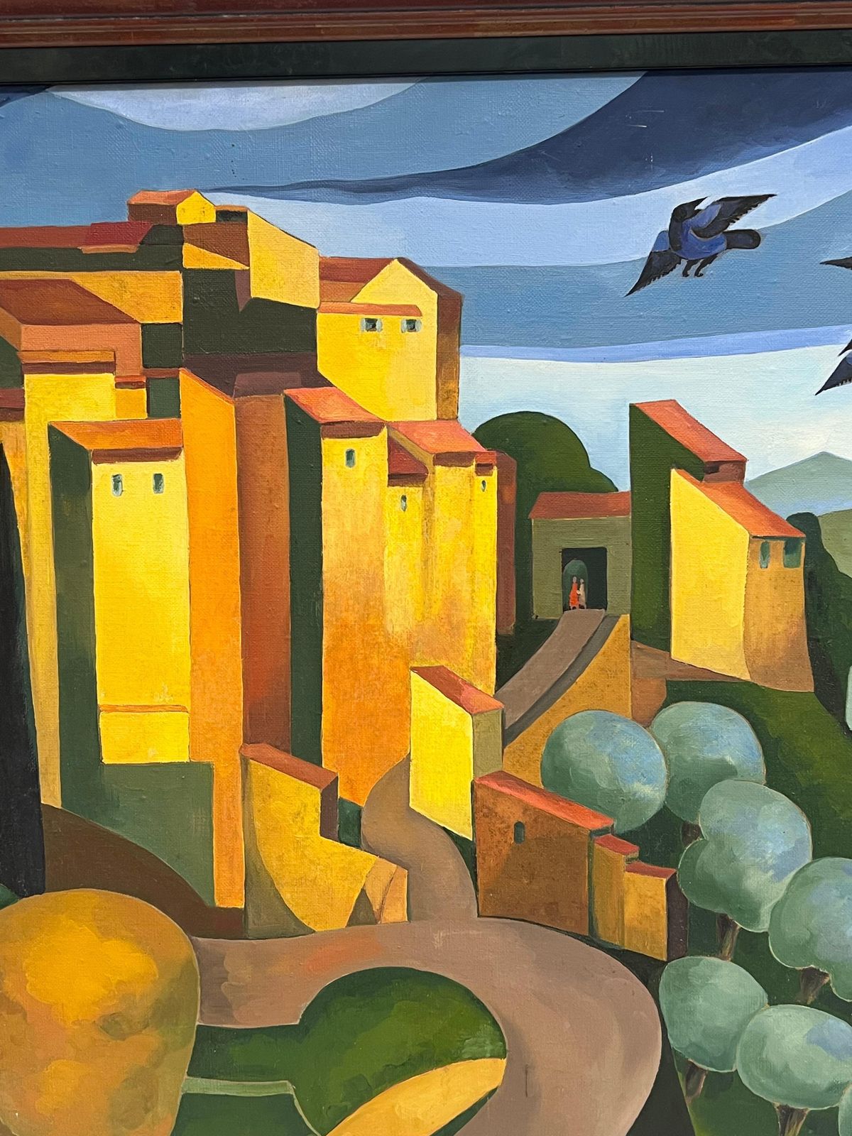 French Schoollarge 1990's French Contemporary Signed Oil Painting Gordes Luberon Provence1995 photo vinterior