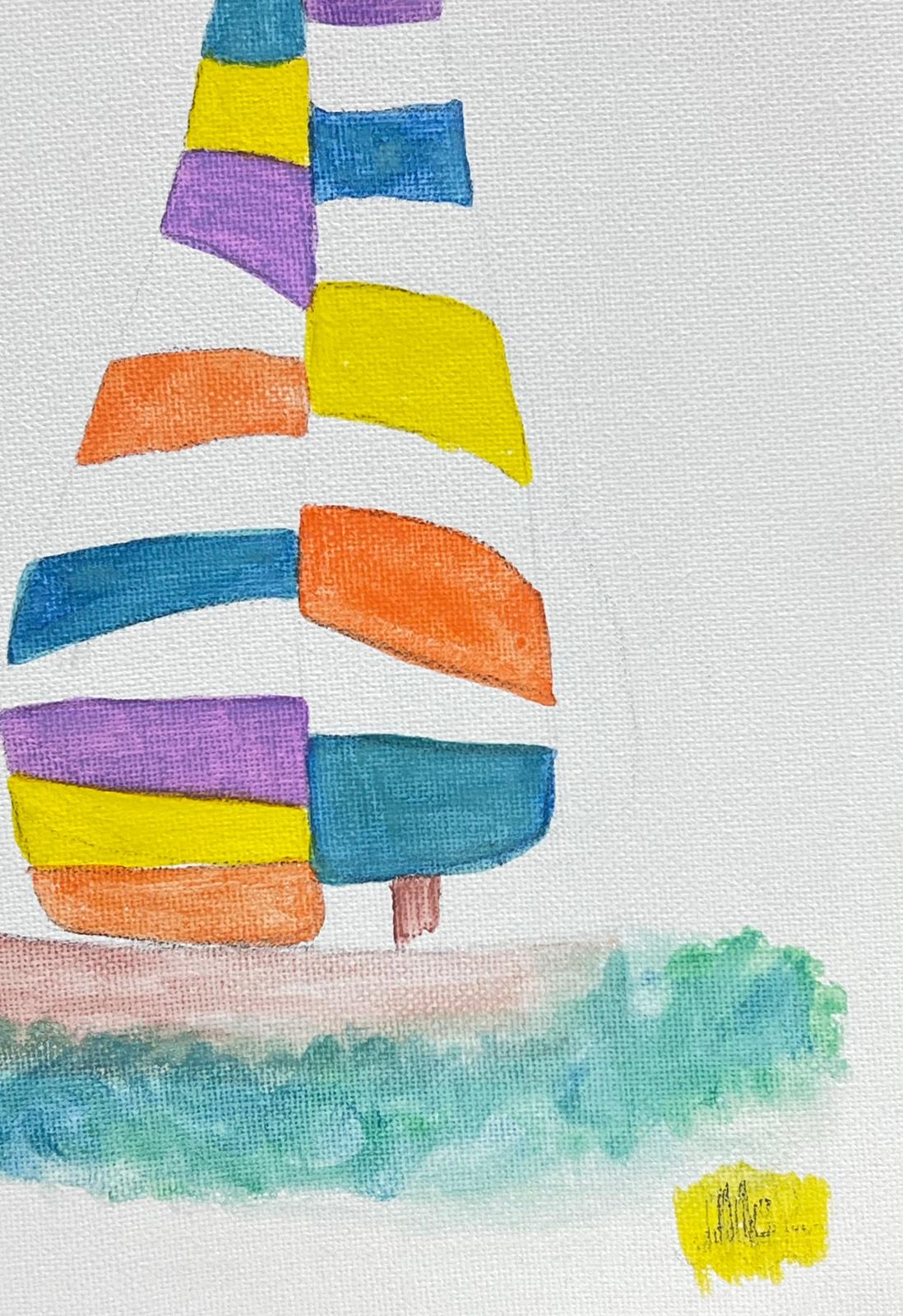 Irish Contemporarycolorful Irish Contemporary Abstract Painting Sailing Boat On Blue Waters2025 photo for sale