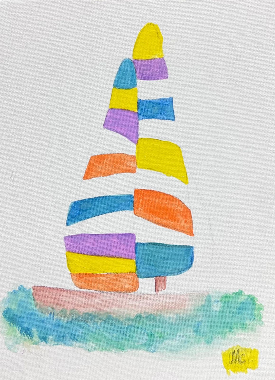 Irish Contemporarycolorful Irish Contemporary Abstract Painting Sailing Boat On Blue Waters2025 photo 357.0