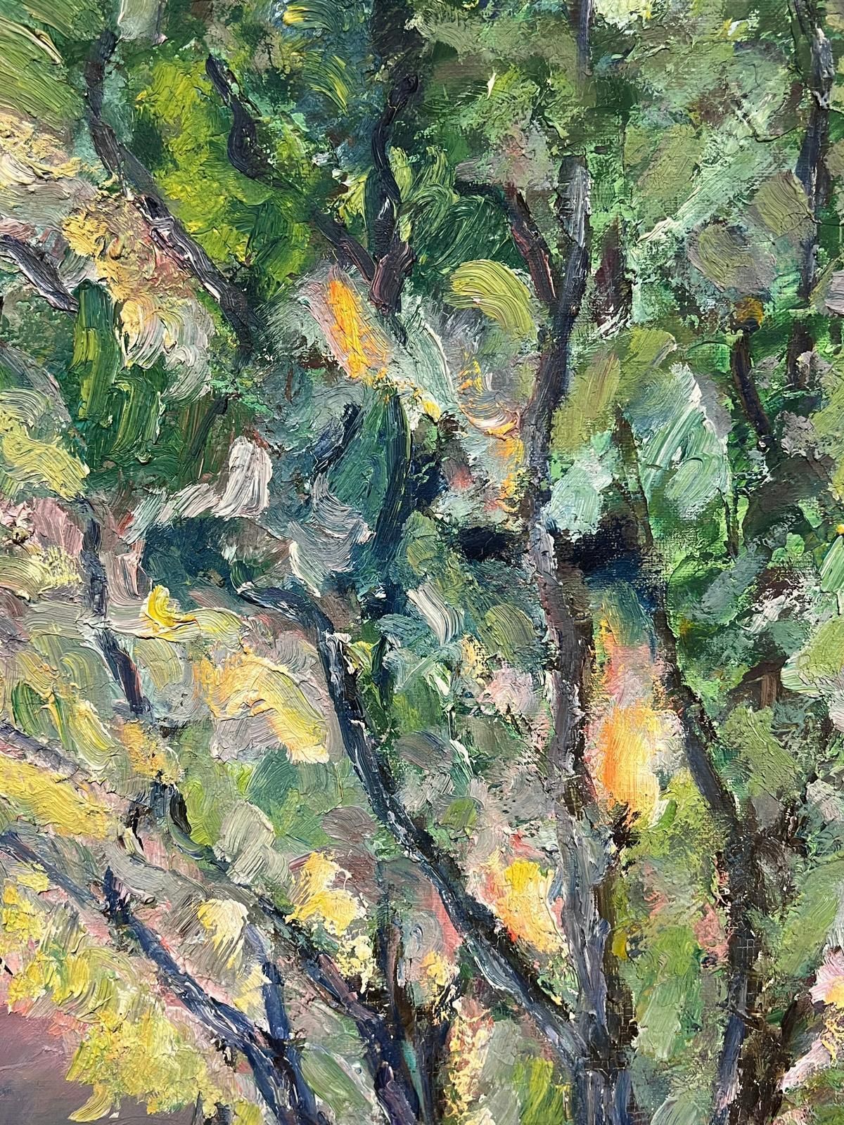 French Schoolfrench Post Impressionist Oil Painting 1975 Avenue Of Large Trees Landscape1970's photo for sale