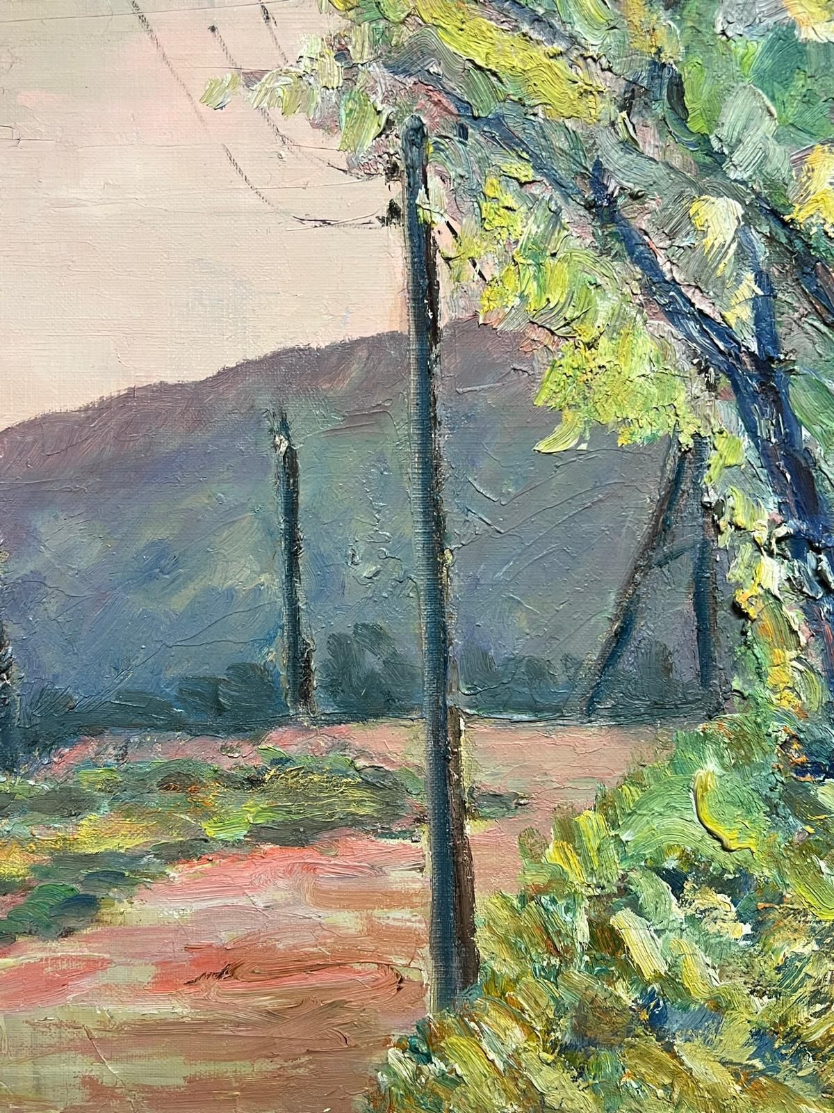French Schoolfrench Post Impressionist Oil Painting 1975 Avenue Of Large Trees Landscape1970's photo buy