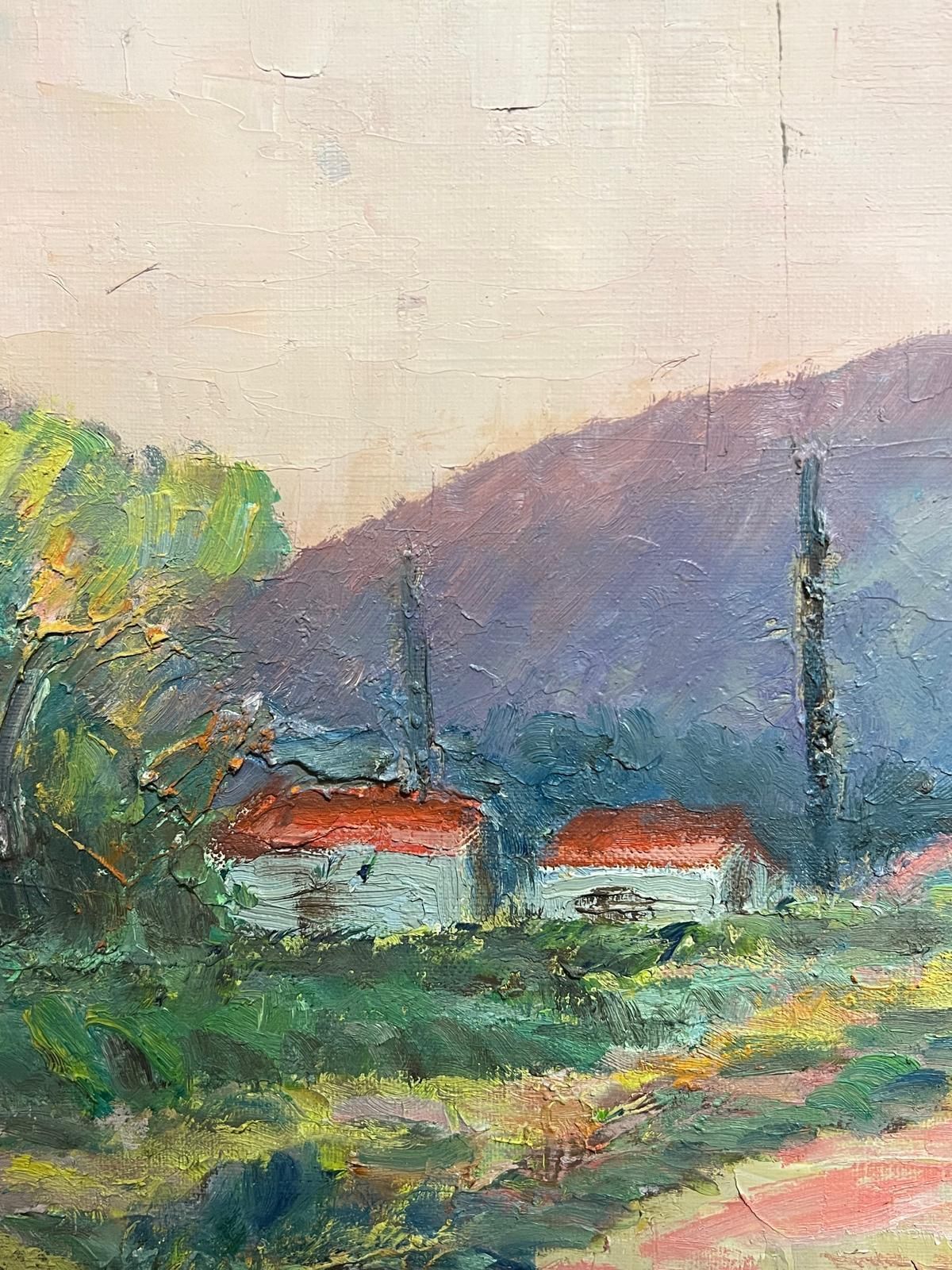 French Schoolfrench Post Impressionist Oil Painting 1975 Avenue Of Large Trees Landscape1970's photo vintage