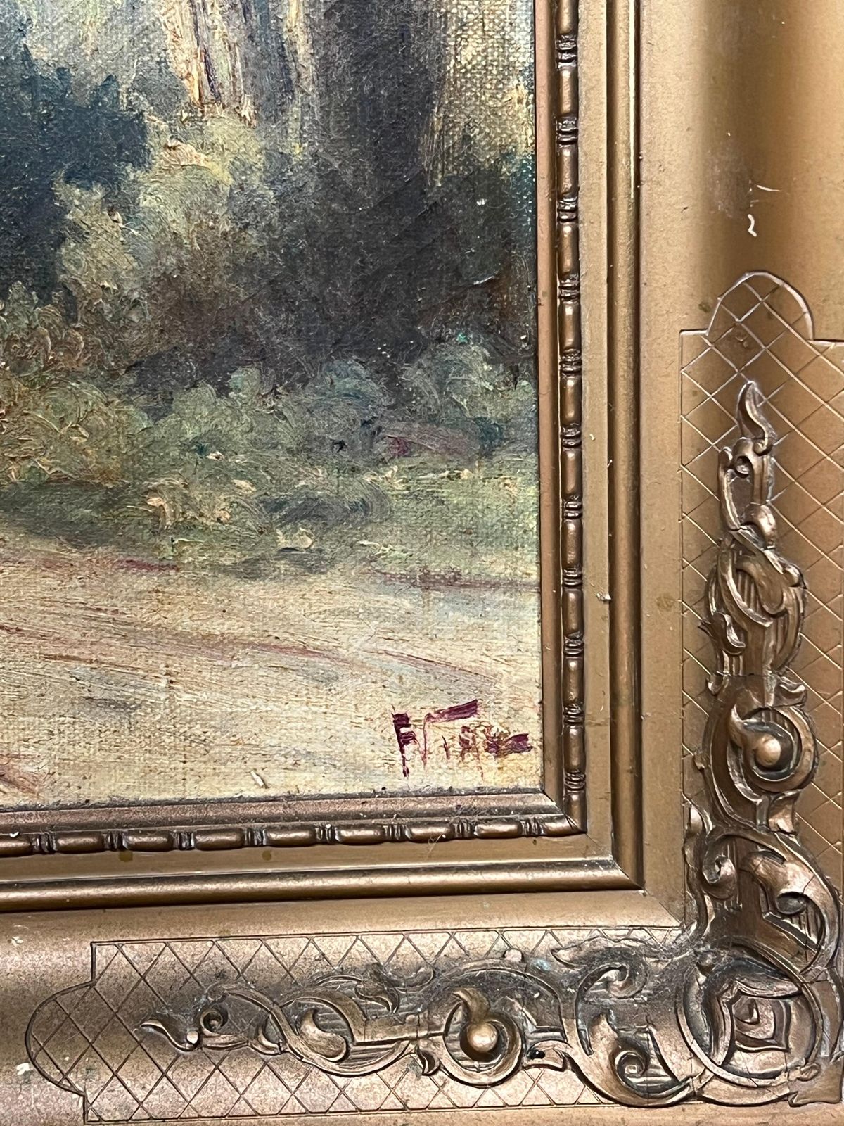 Antique Italian Schoolantique Italian Oil Painting The Italian Alps Snow Capped Mountains In Landscape photo for sale