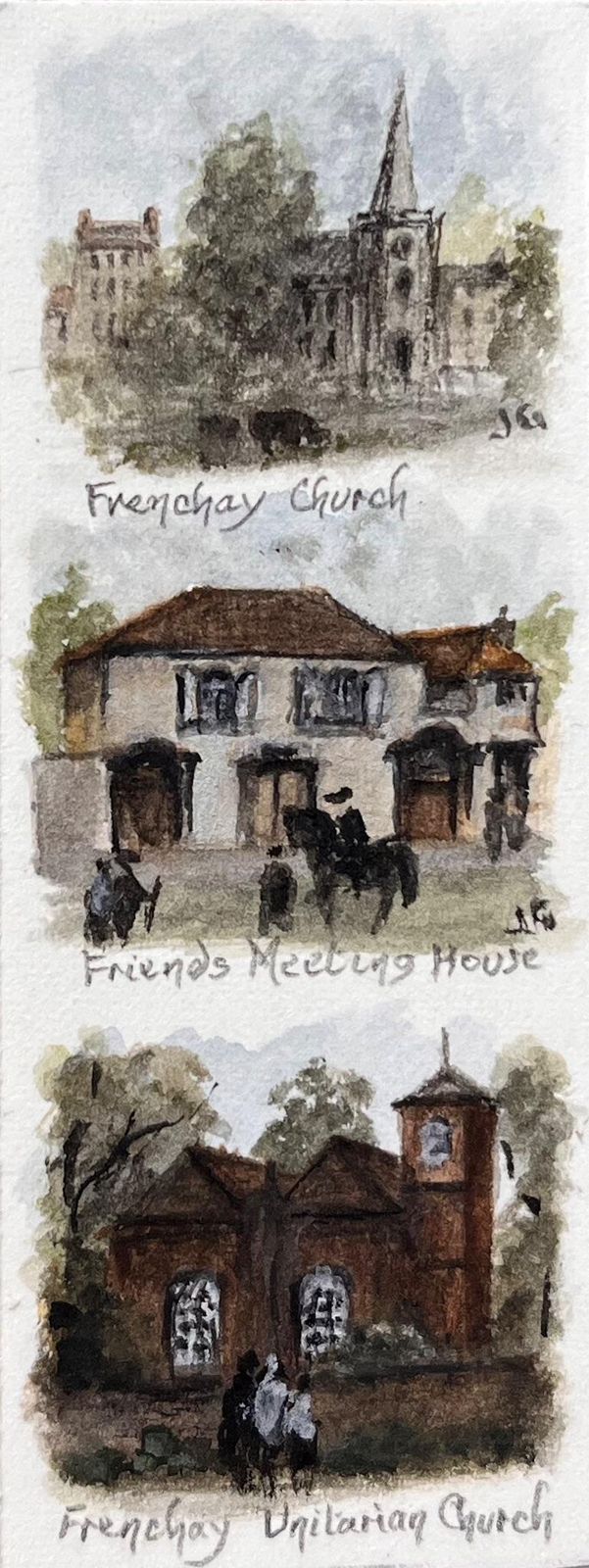 Jack Grunwellset Of 12 Miniature Watercolors Of Historic Bristol Churches And Landmarks photo 366.0