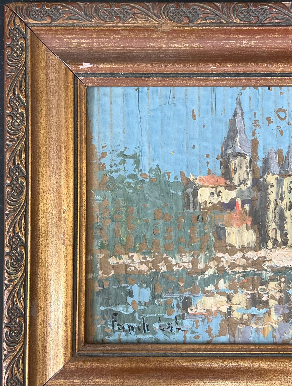 Fanch Lelriver Building Water Reflection French Oil Landscape Painting photo 560.0