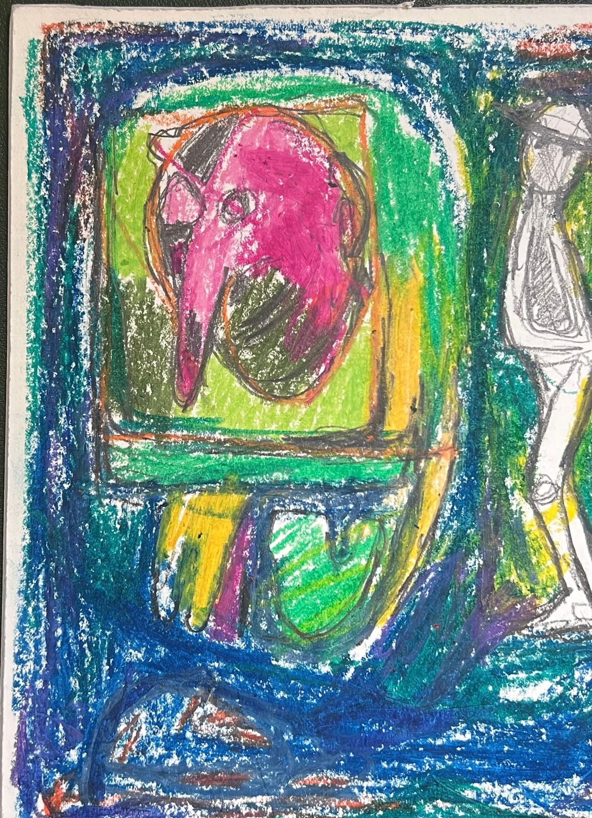 Akos Biro20th Century French Expressionist Wacky Figures In Blue And Green Abstract photo 301.0