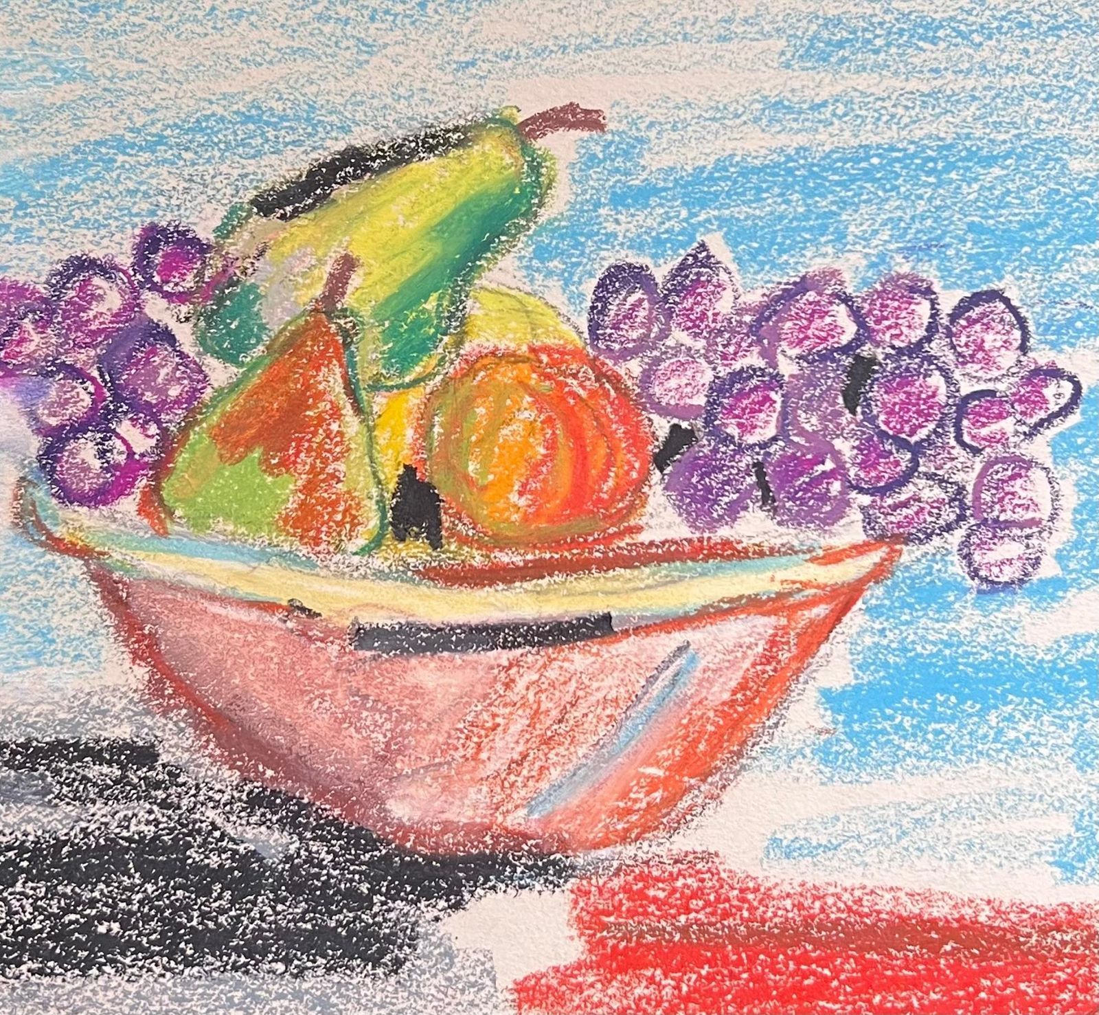 Akos Biro20th Century French Expressionist Bright Still Life Fruit Bowl Grapes And Pears