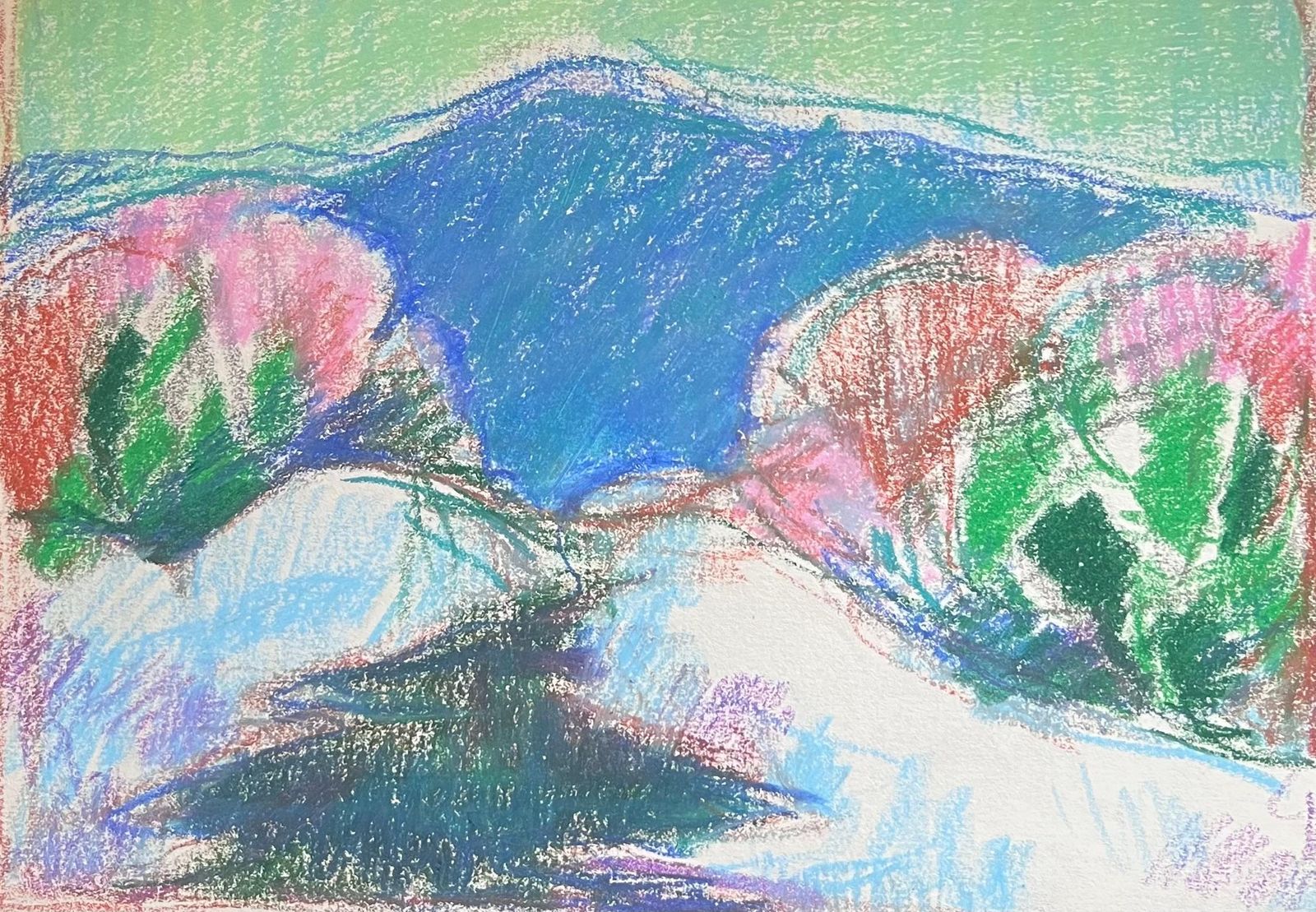Akos Biro20th Century French Expressionist Blue Mountain Amongst The Bright Flower Beds