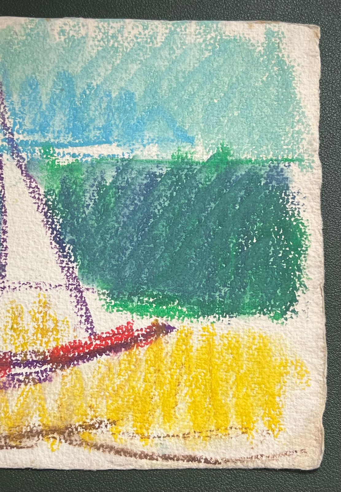 Akos Biro20th Century French Expressionist Sailing Boat In Colourful Shore Pastel photo for sale