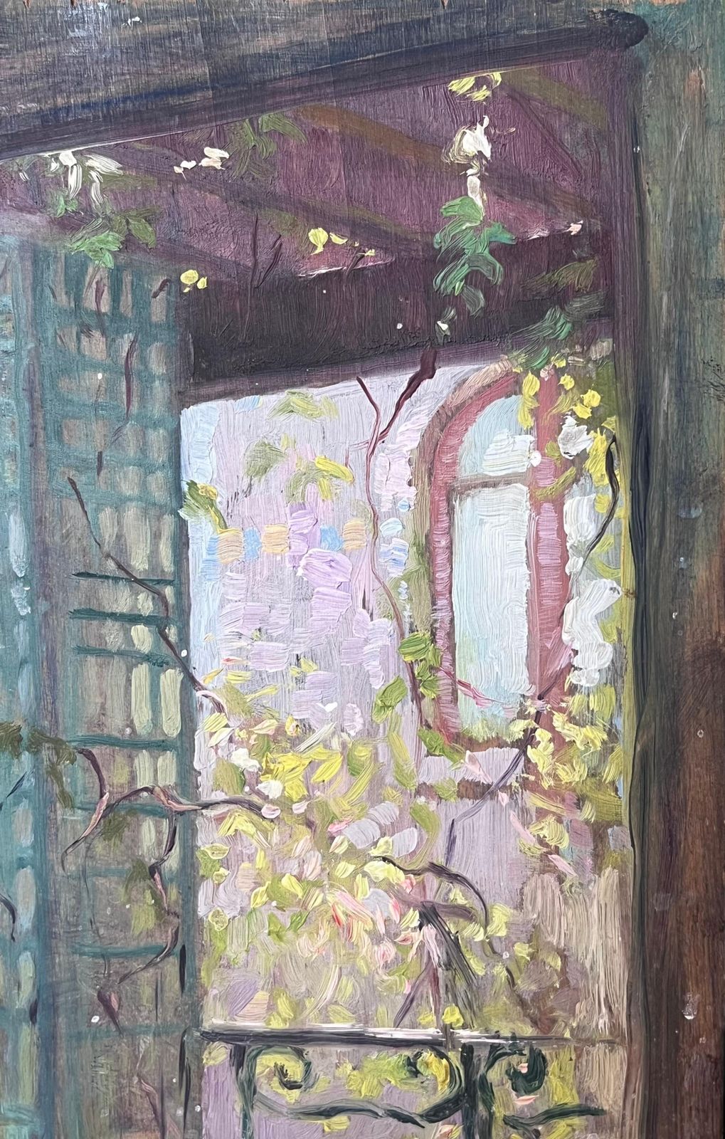 French School1930's French Post Impressionist Oil Interior Room View From A Garden Window1930's photo 785.0