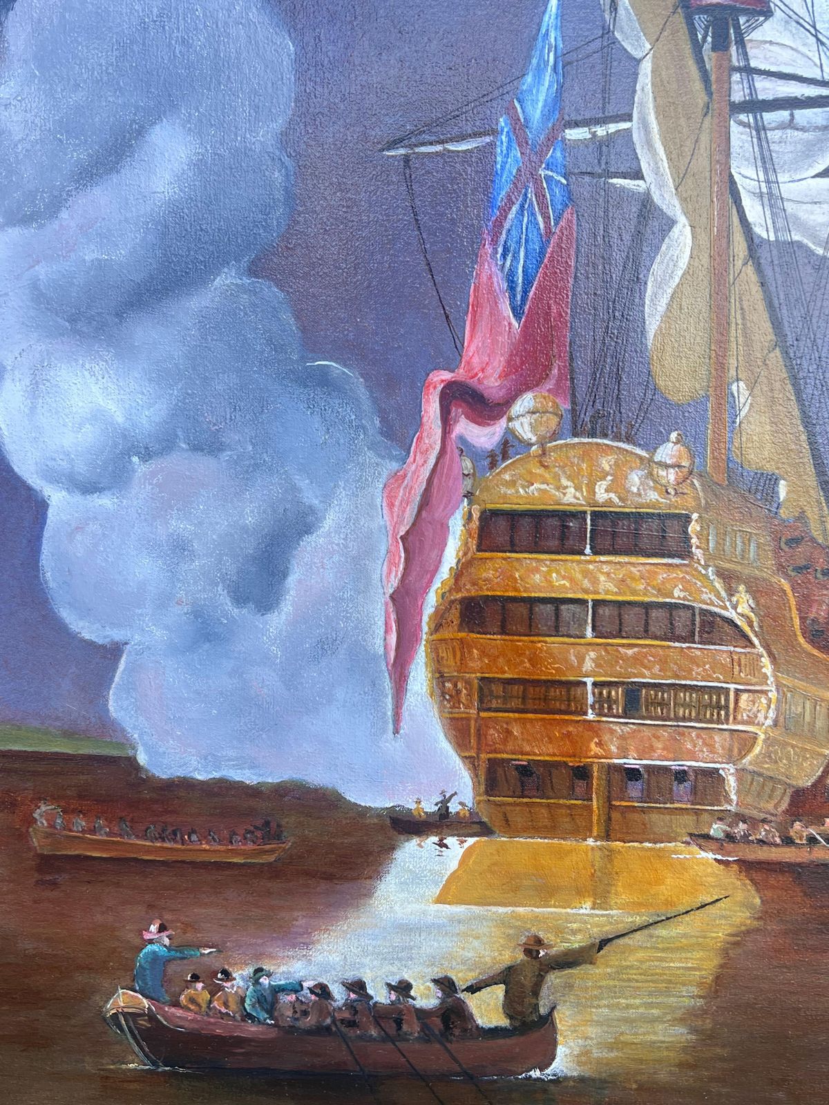 D. Cadmanhuge British Maritime Historical Naval Warship The Royal Sovereign Oil Painting2014 photo vintage