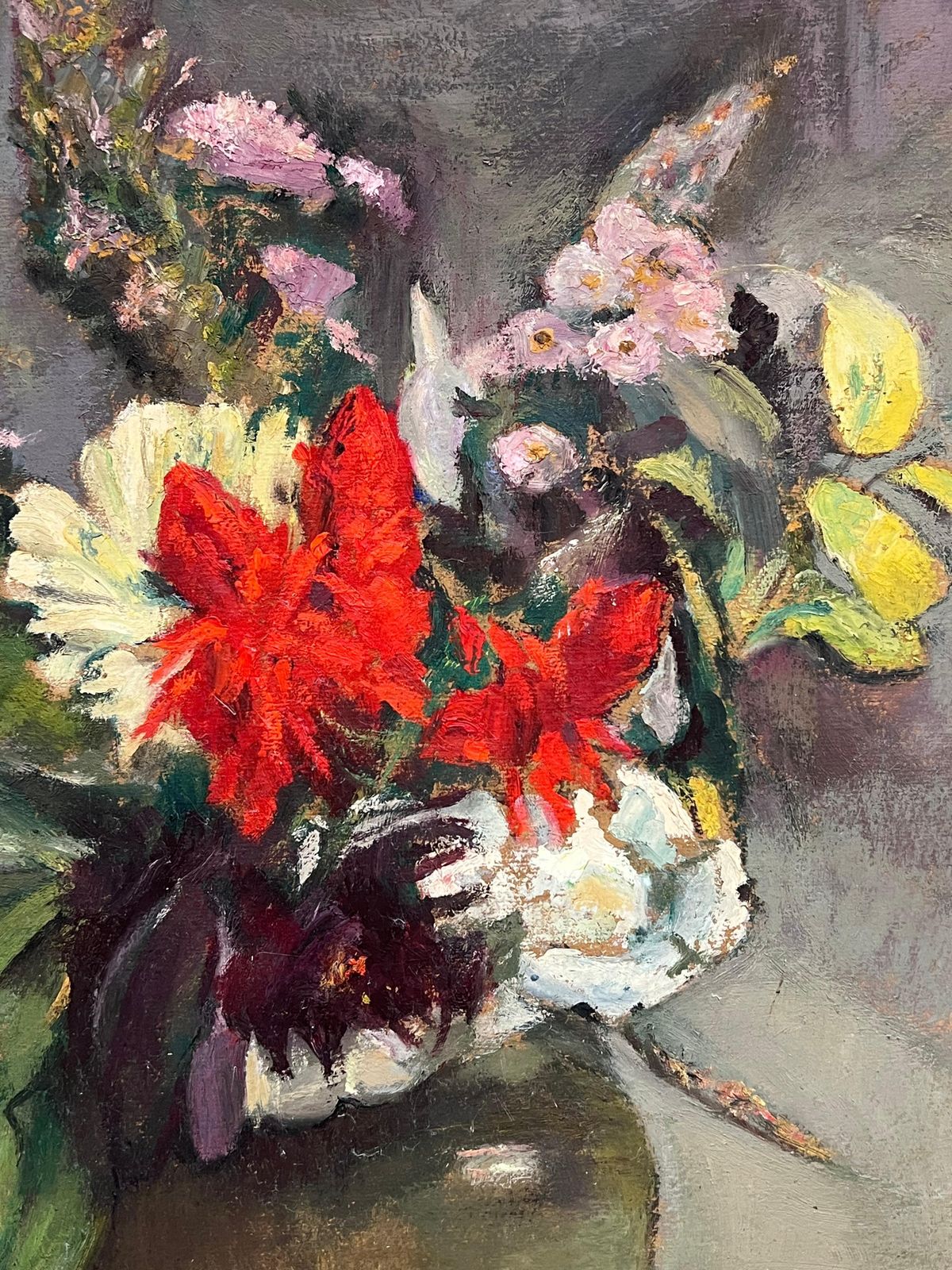 Cécile Hertz Eyrolles (1875 1974)1930's French Post Impressionist Oil Colorful Still Life Flowers In Vase & Apple1930's photo buy