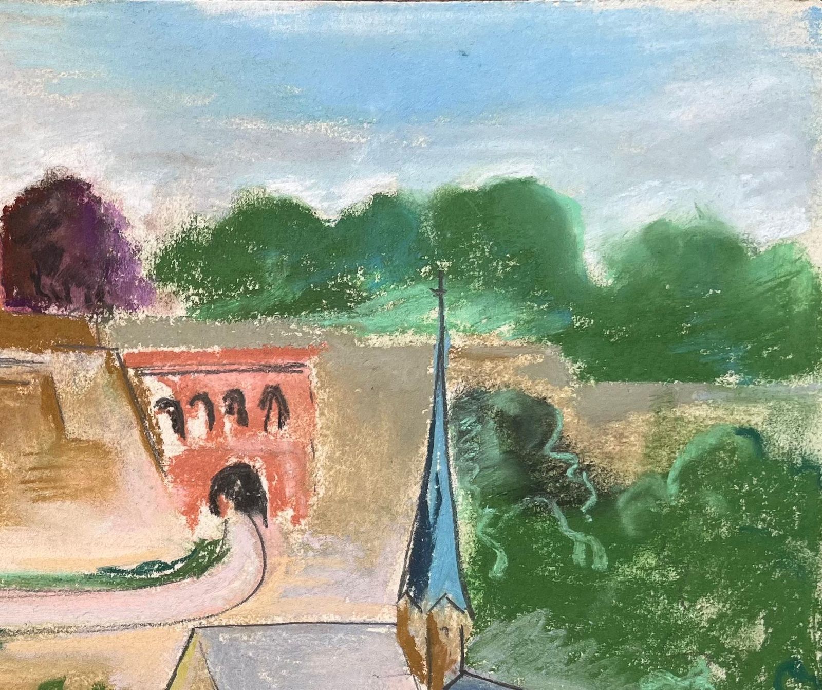Anne Marie Migette Perardmid 20th Century Pastel Of Luxembourg City With Fortification Wall And River photo 555.0