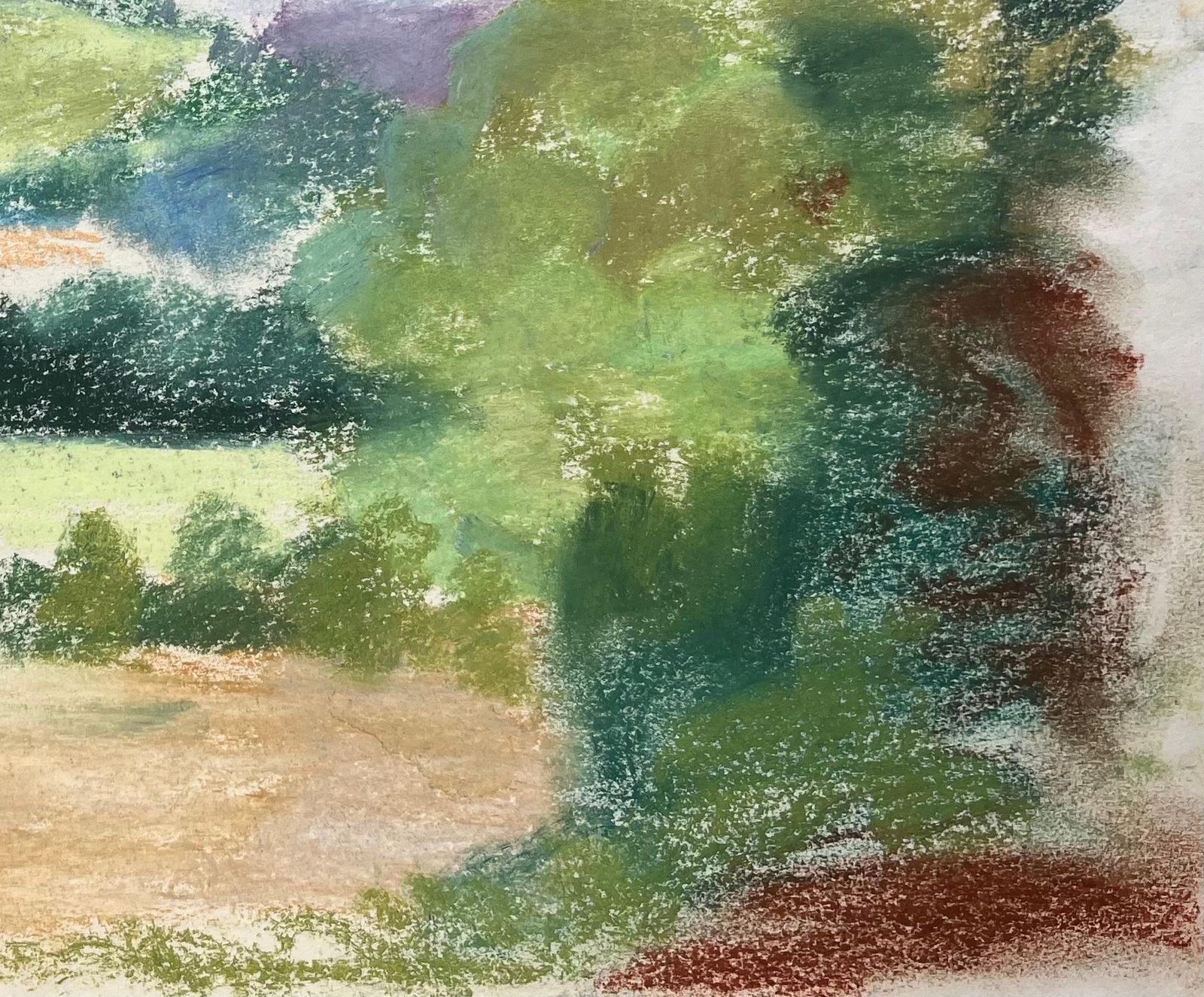 Anne Marie Migette Perardmid 20th Century French Pastel Landscape Of Bethonvilliers Village In Hills photo 505.0