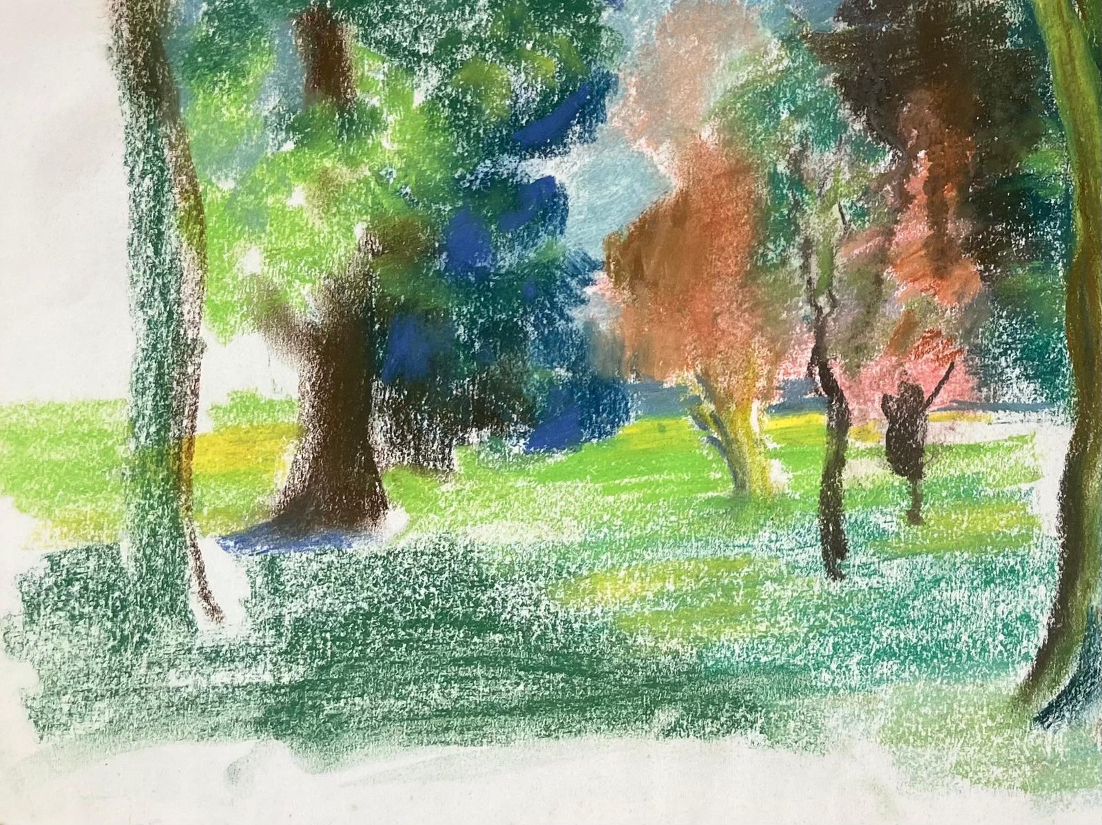 Anne Marie Migette Perardmid 20th Century French Pastel Landscape Of Trees In A Sunlit Public Garden photo 566.0