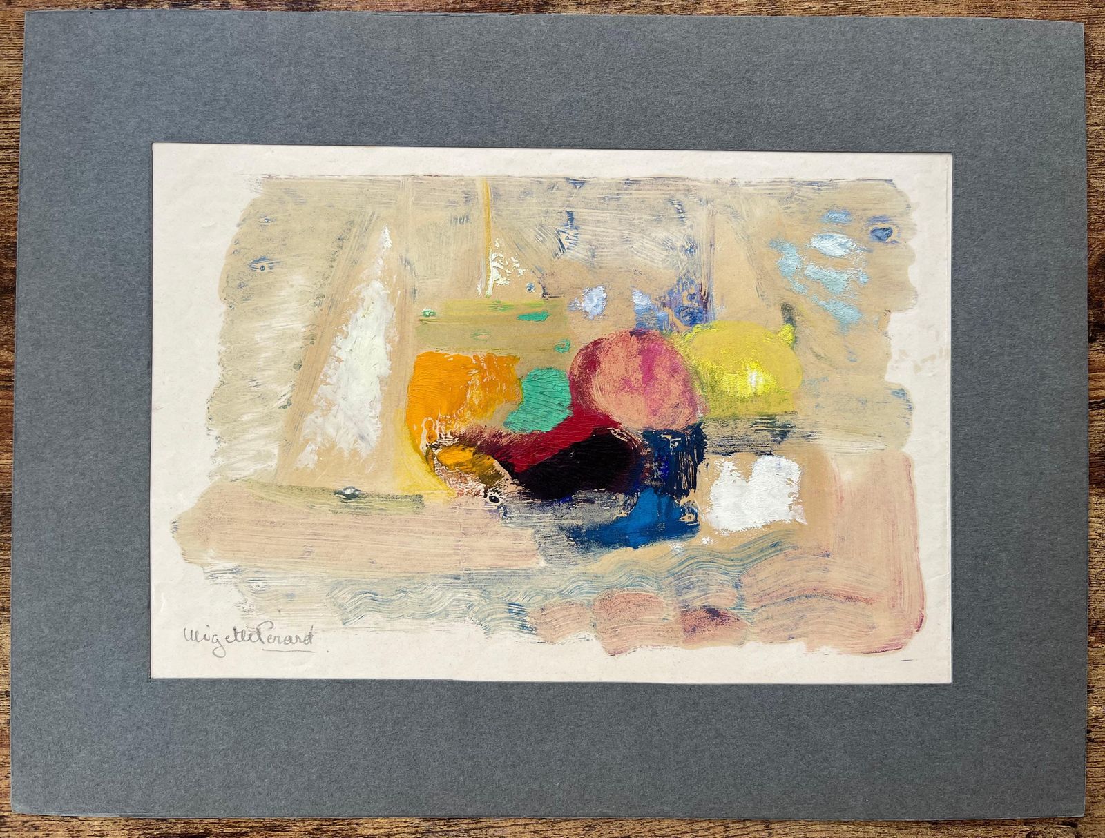 Anne Marie Migette Perardmid Century French Abstract Still Life With Fruit And Glass In Bold Oil Colours photo furniture