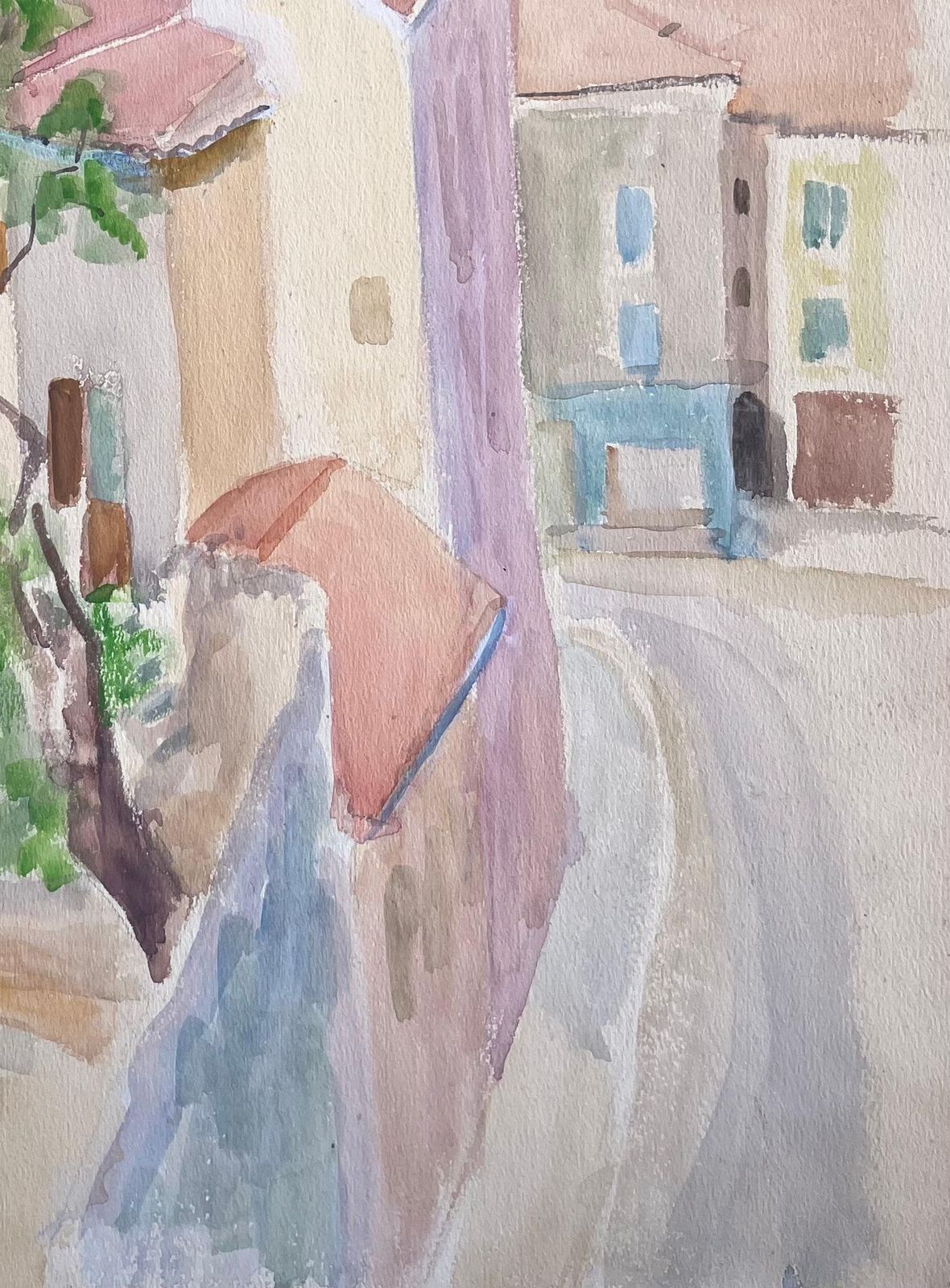 Anne Marie Migette Perardmid 20th Century Watercolour Of Rooftops And Stone Streets In Goudargues France photo vinterior