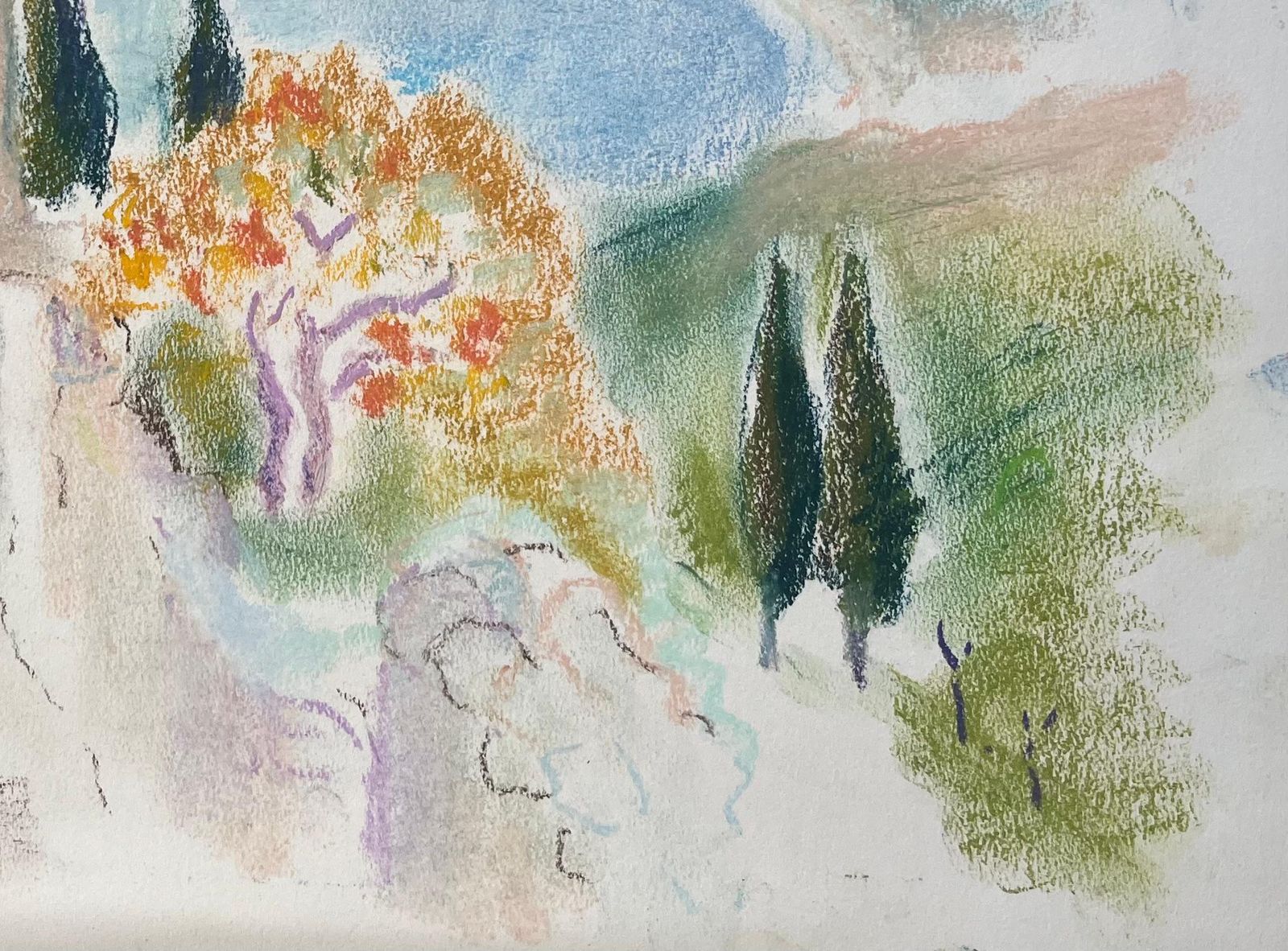 Anne Marie Migette Perardmid 20th Century Pastel Of Seaside Fortress And Mediterranean Coastline photo 529.0