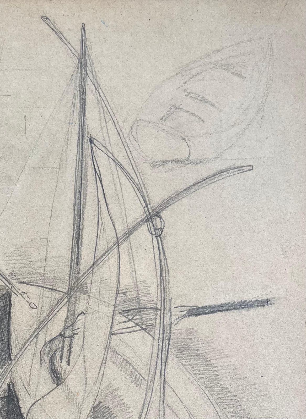 Anne Marie Migette Perardmid 20th Century Post Impressionist Pencil Drawing Of Docked Rowboats photo vinterior
