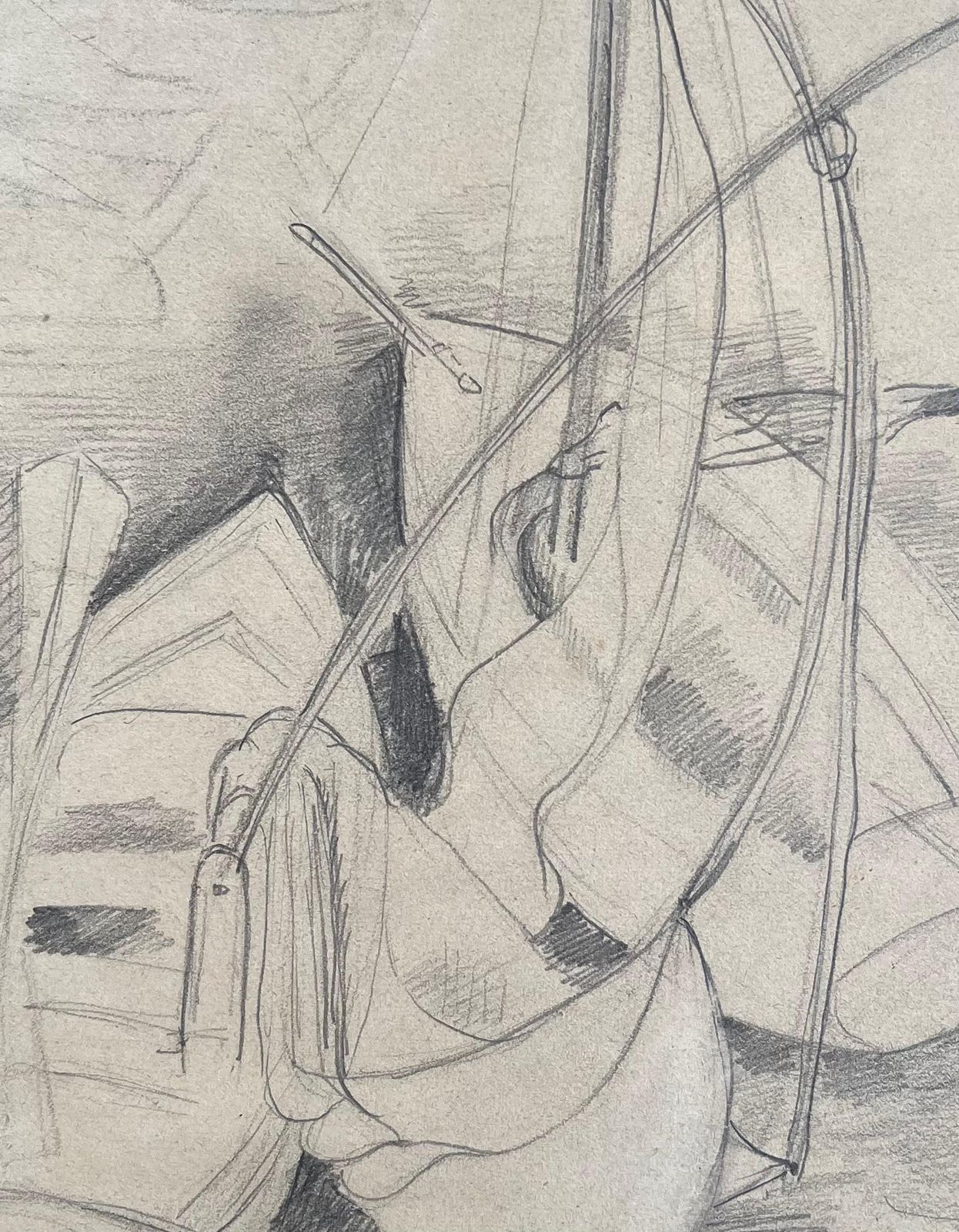 Anne Marie Migette Perardmid 20th Century Post Impressionist Pencil Drawing Of Docked Rowboats photo buy