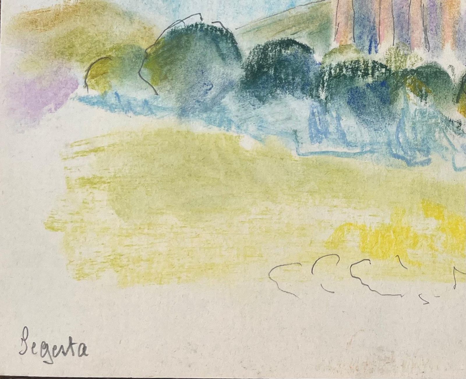 Anne Marie Migette Perardfrench Mid 20th Century Watercolour Of Temple Of Segesta In Sicily photo 483.0