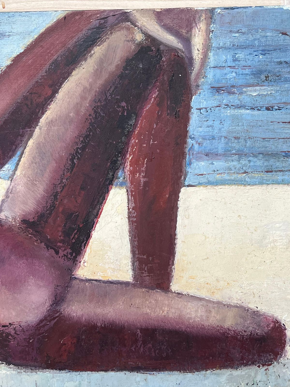 Danie Gruau1970's French Modernist Signed Oil Nude Lady On Beach Superb Quality Painting20th Century photo Art