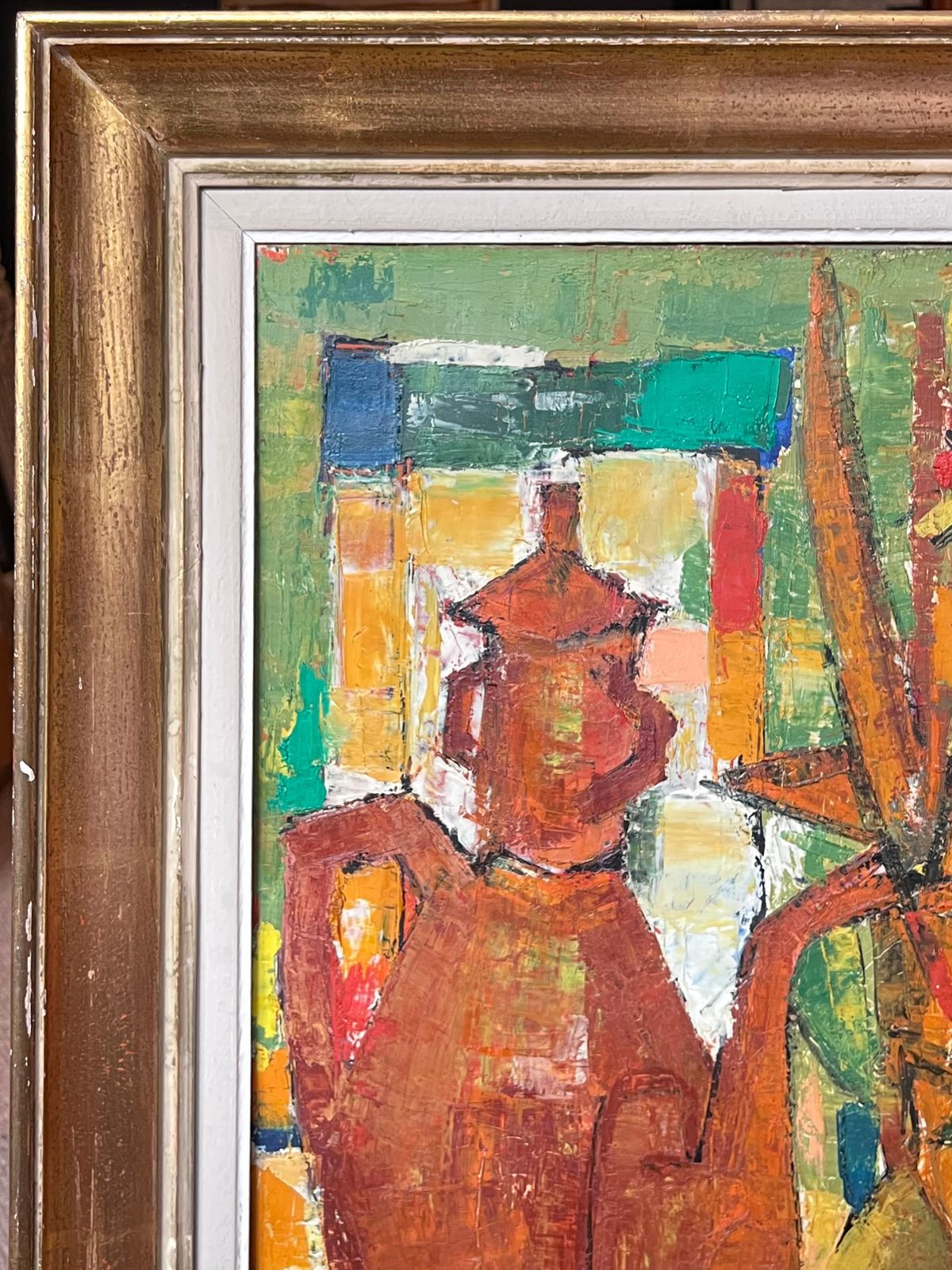 Jacques Daufin1950's French Modernist Signed Oil Painting Still Life Kitchen Table Objects photo buy