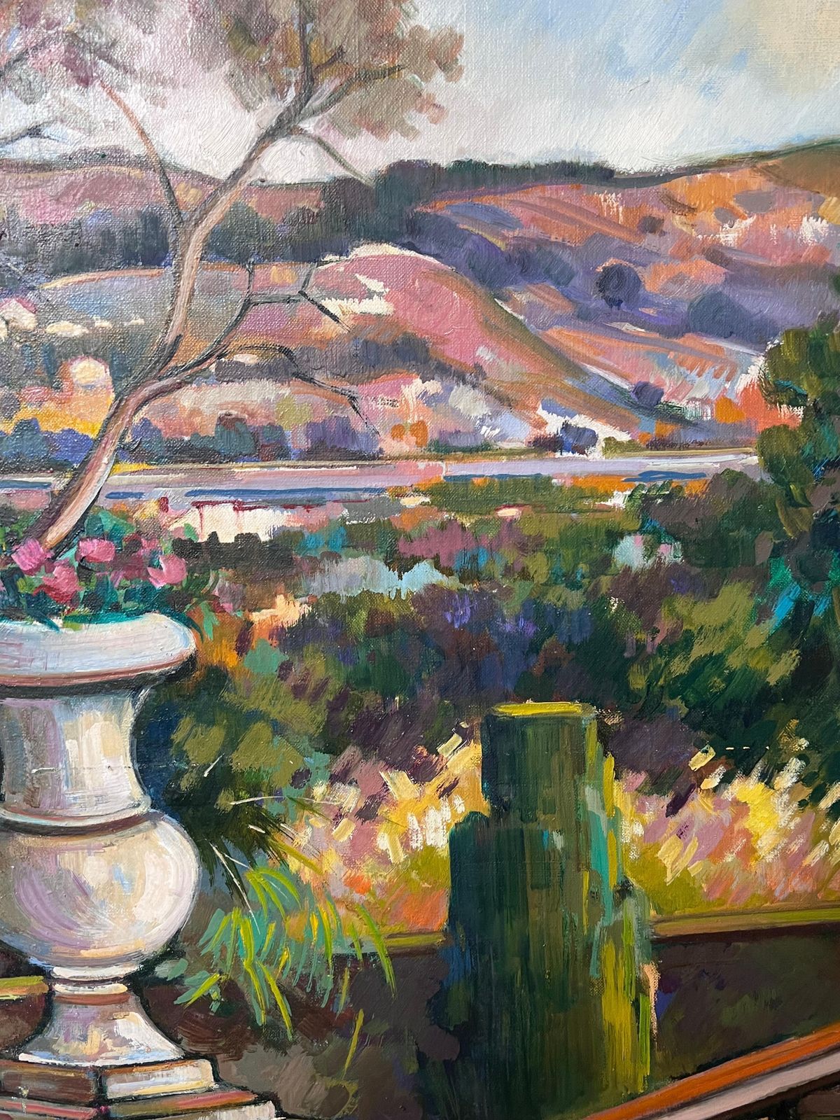 Max Toutainprovencal Coastal Garden Terrace Huge 20th Century French Impressionist Painting photo Art