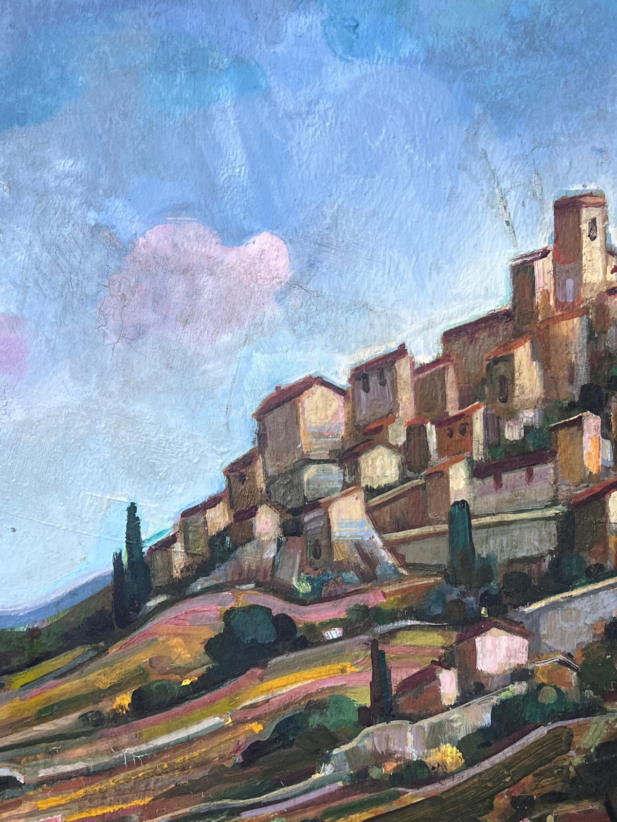1218.0 Max Toutainprovencal Hill Perched Town 20th Century French Post Impressionist Oil Painting photo
