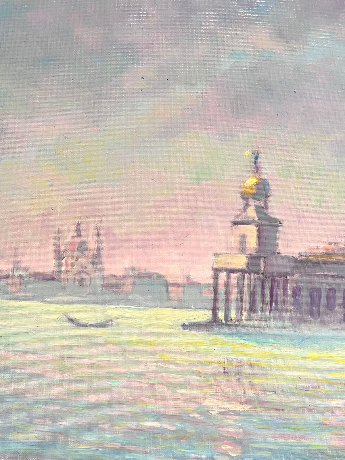 Georges Bordonovefrench Impressionist Oil Painting Sunlit Reflections Of Santa Maria Della Salute photo 1223.0