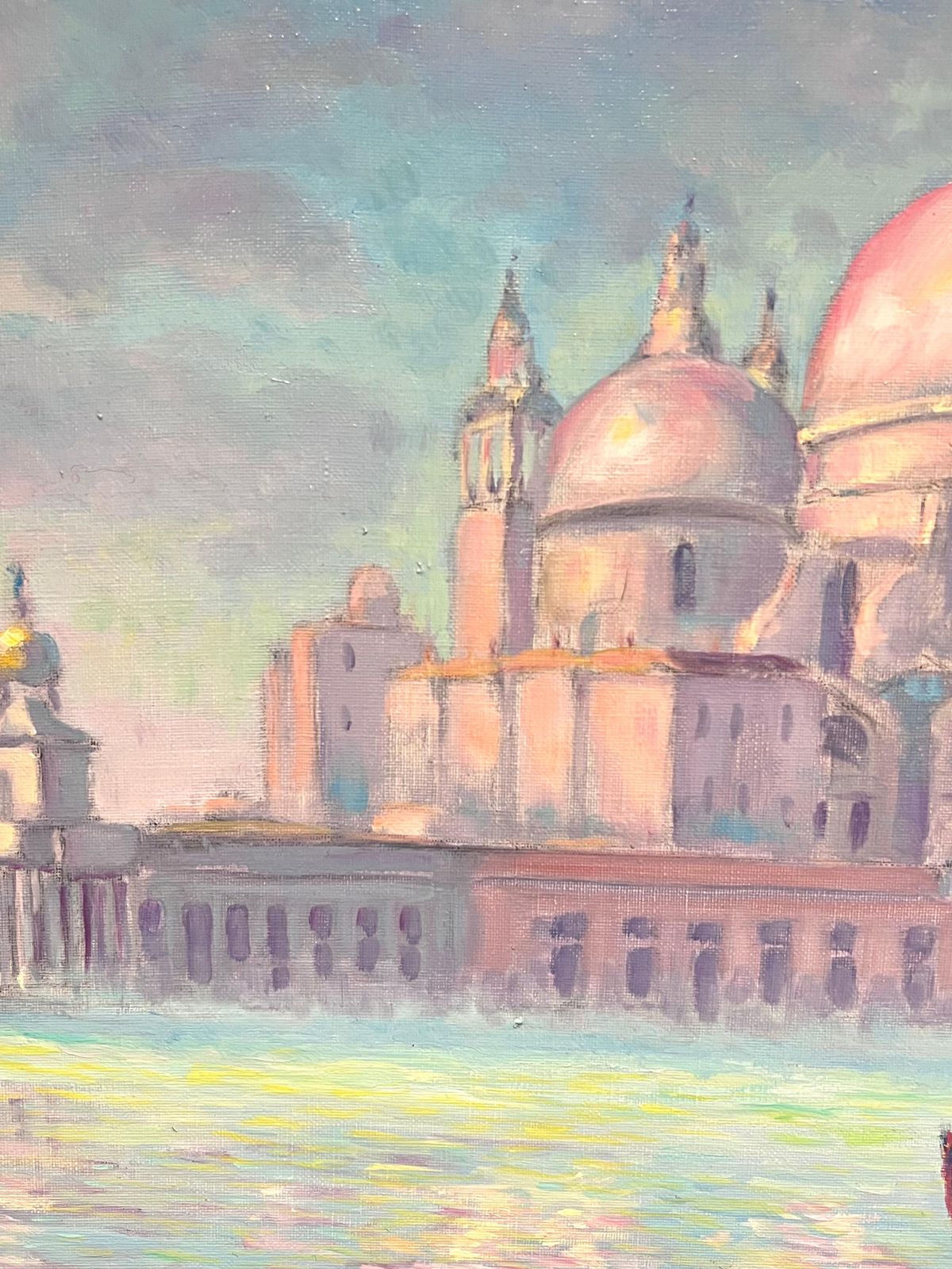 Georges Bordonovefrench Impressionist Oil Painting Sunlit Reflections Of Santa Maria Della Salute photo vinterior