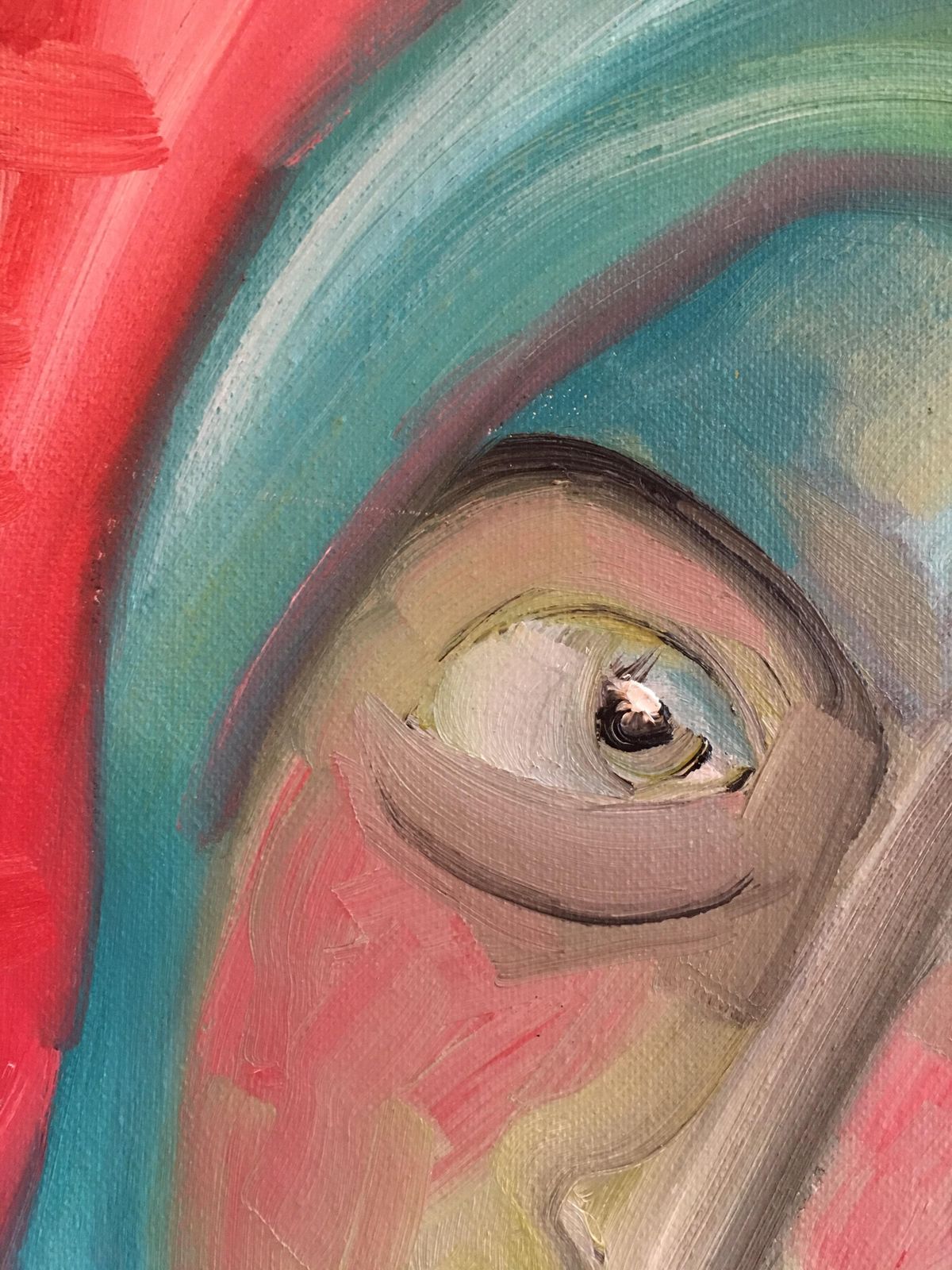 Beatrice Werliestriking Portrait, Cubist Abstract, Red Colour, Original Oil Paintingc.2000 photo Art