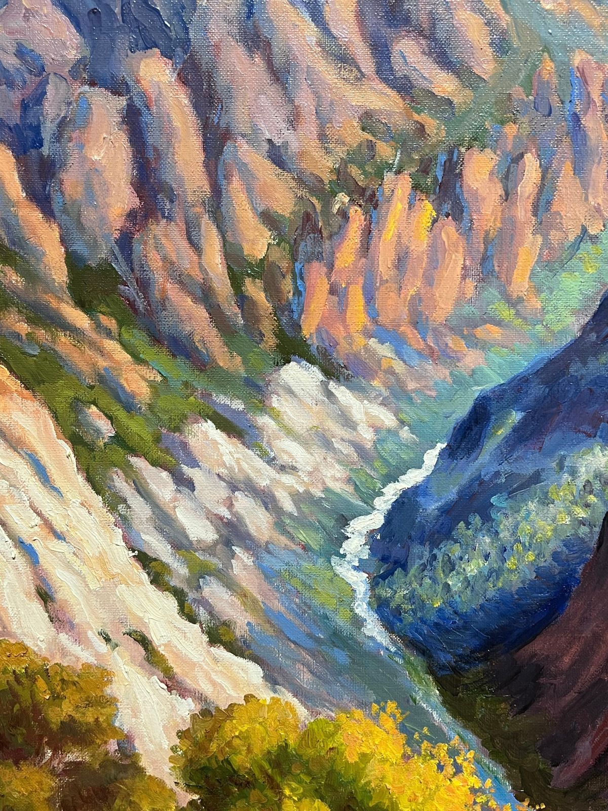 Art Georges Bordonovefrench Impressionist Oil Painting Bright And Colourful Towering Peaks And Valley photo