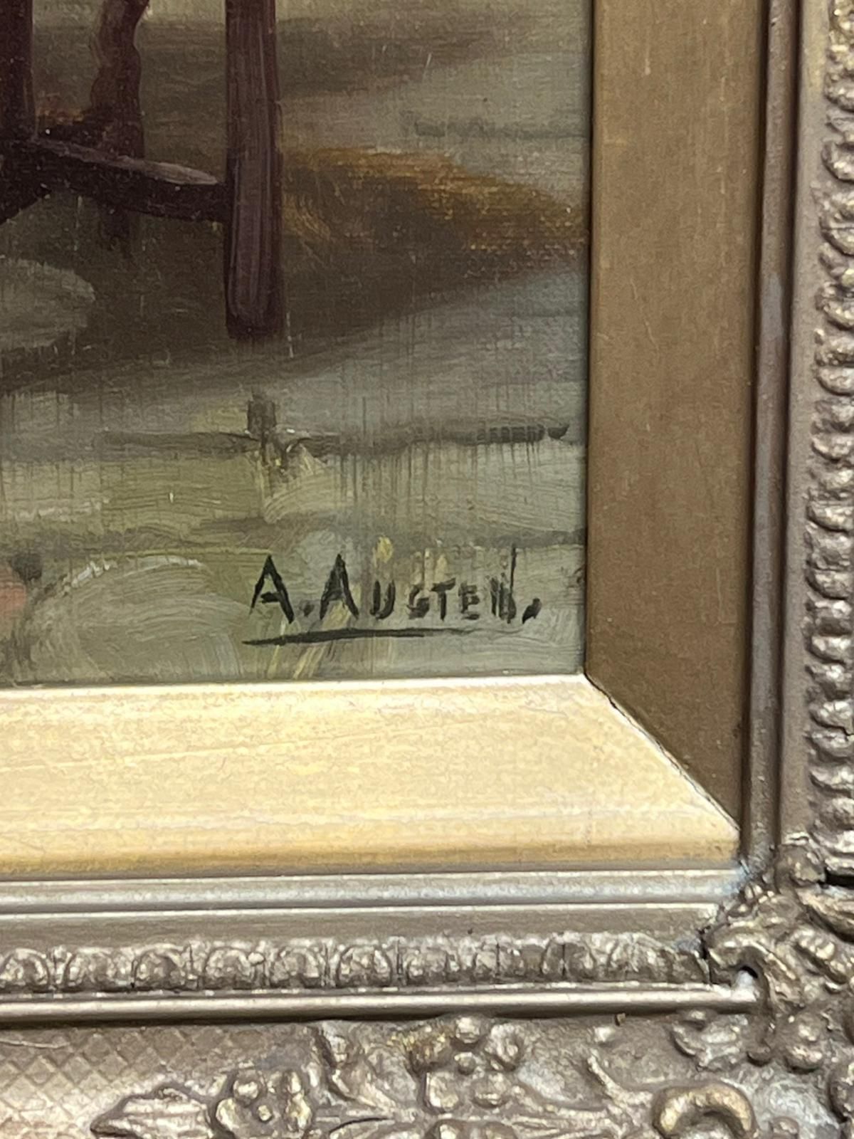 Alexander Austen (1859 1924)card Game In The Parlour Charming Victorian Genre Interior Scene Oil Painting photo vintage