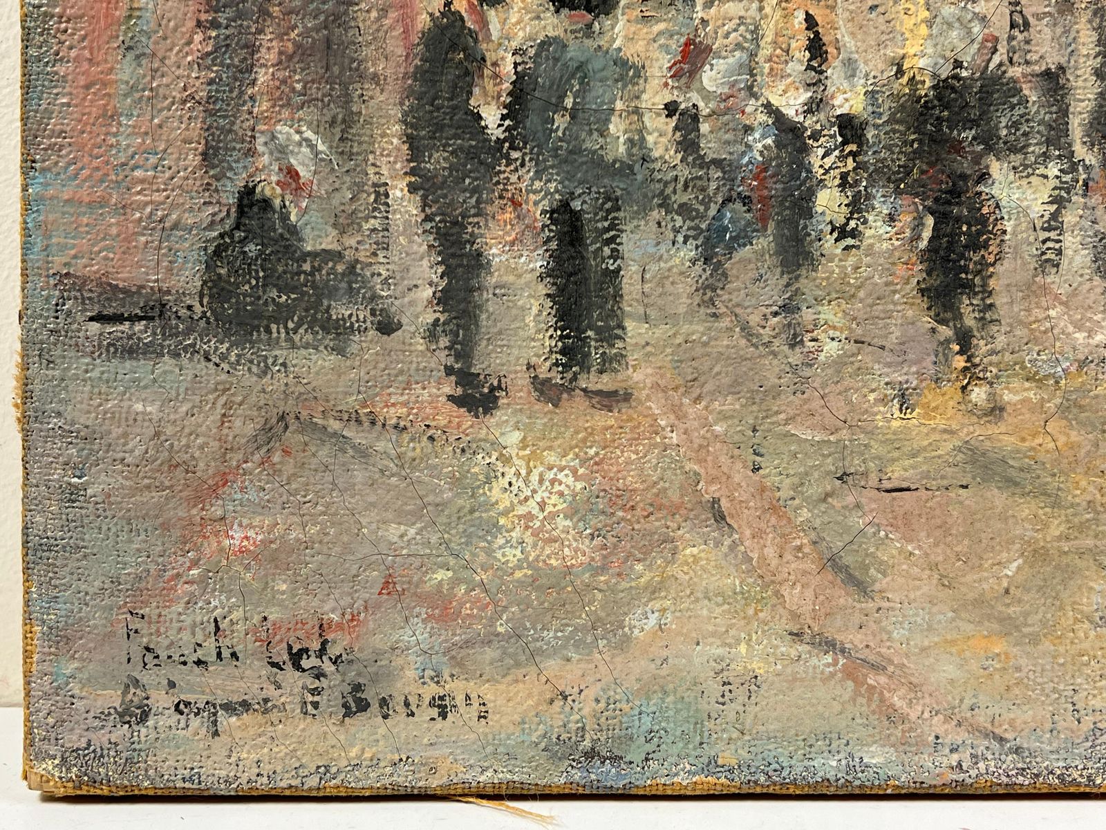 Fanch Lelfrench Impressionist Village Square Market Day With Bustling Figures photo vinterior