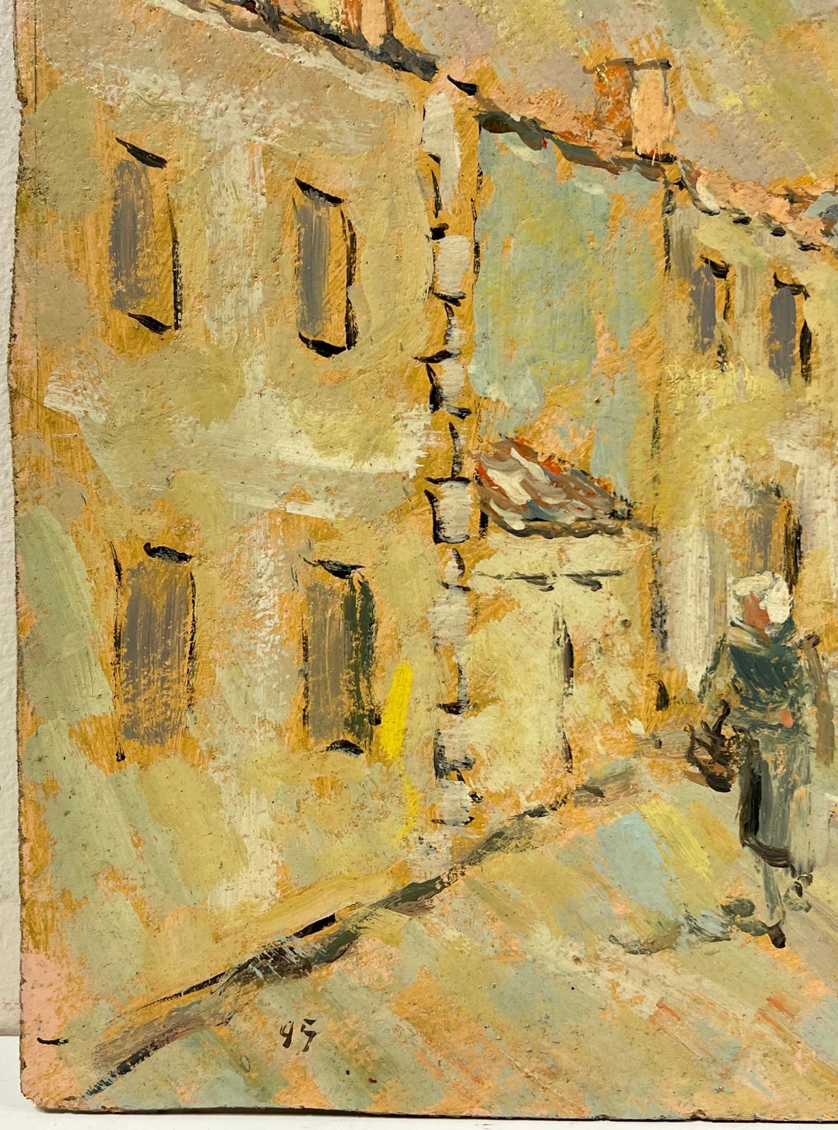 Fanch Lelfrench Impressionist Figures Gossiping In Sunlit Village Street Oil Painting photo vinterior