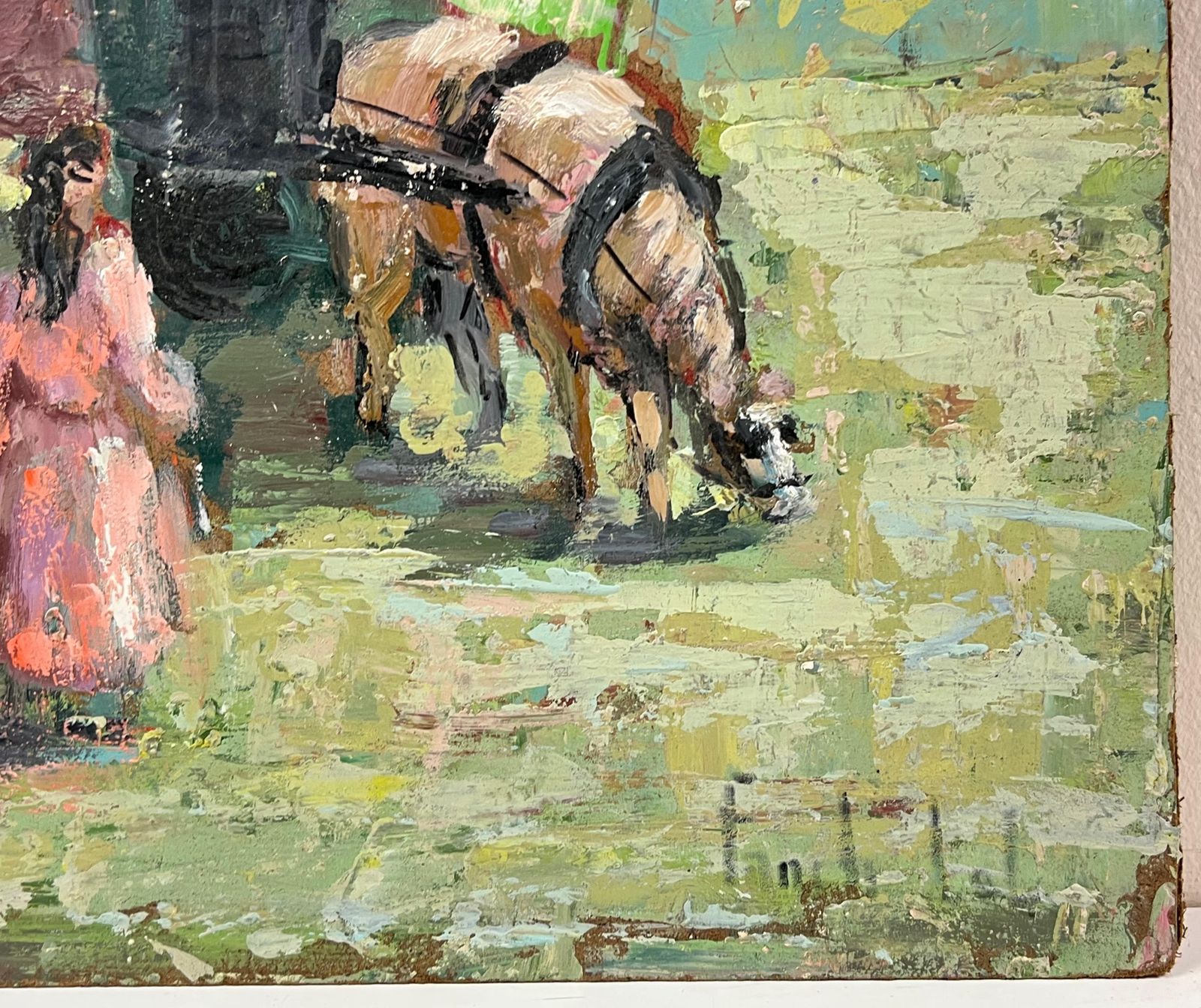 Fanch Lelfrench Impressionist Scene Of Horse Drawn Caravans And Travelers photo buy