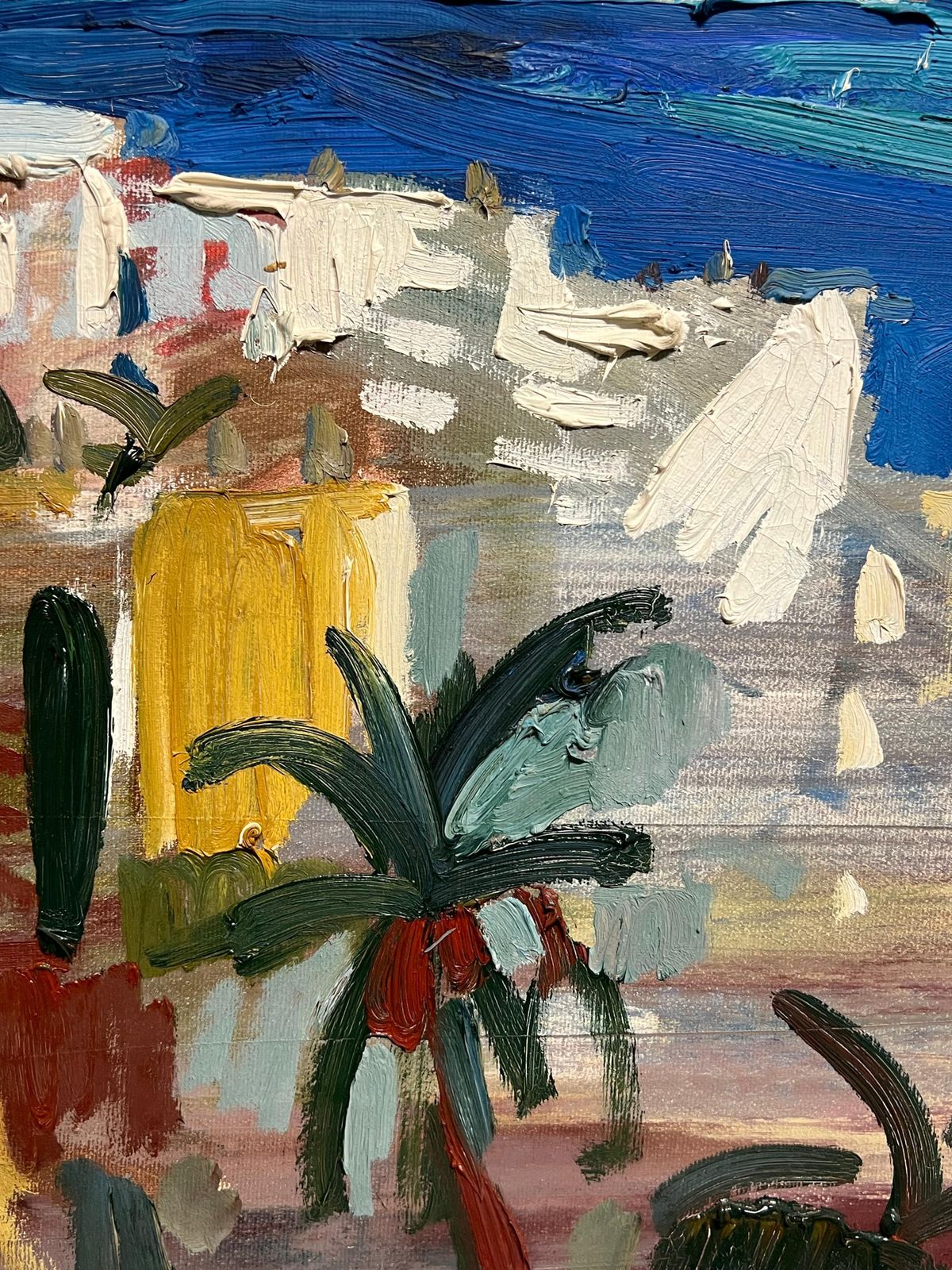 Artan Shabanifrench Modernist Oil Painting Nice Coastal Mediterranean French Rivera City1999 photo vinterior