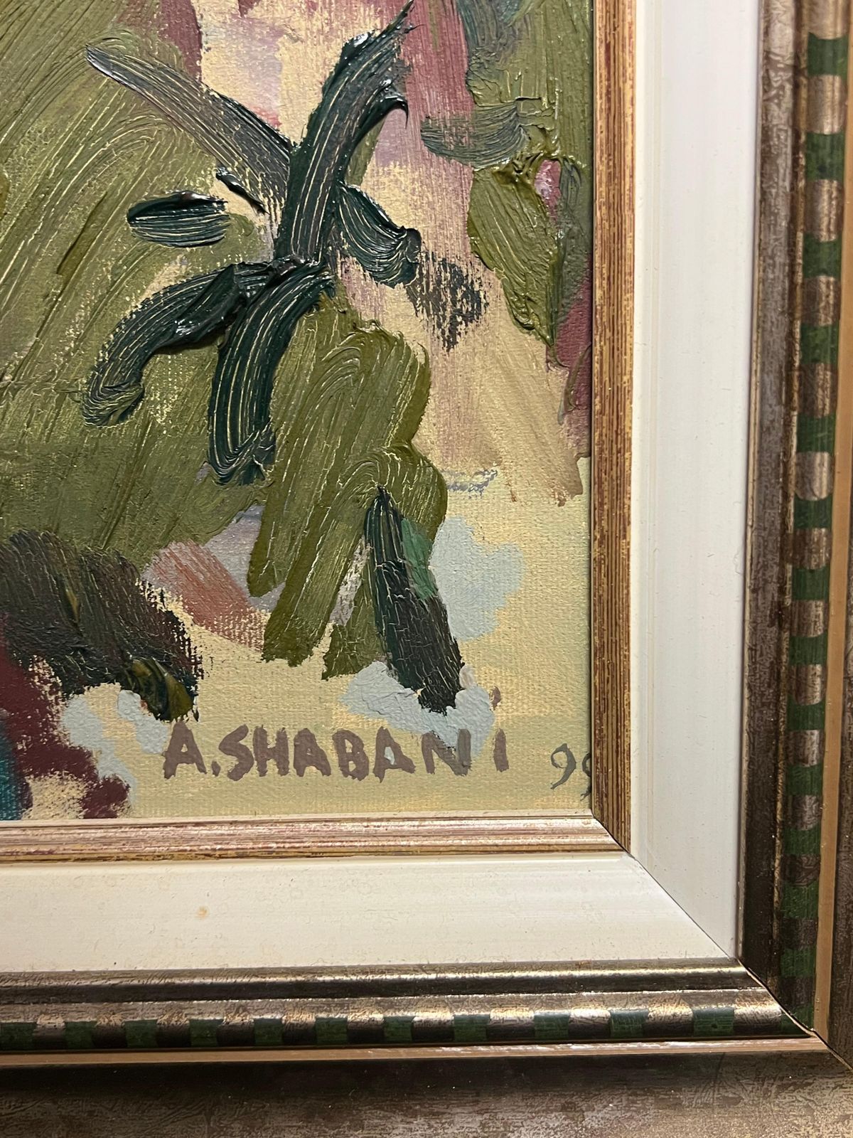 Art Artan Shabanifrench Modernist Oil Painting Nice Coastal Mediterranean French Rivera City1999 photo