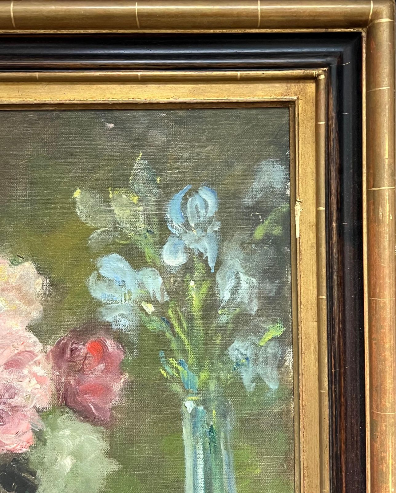 Jacques Martin (1844 1919)antique French Signed Pink Flowers In Blue Vase Floral Still Life Oil Painting photo buy