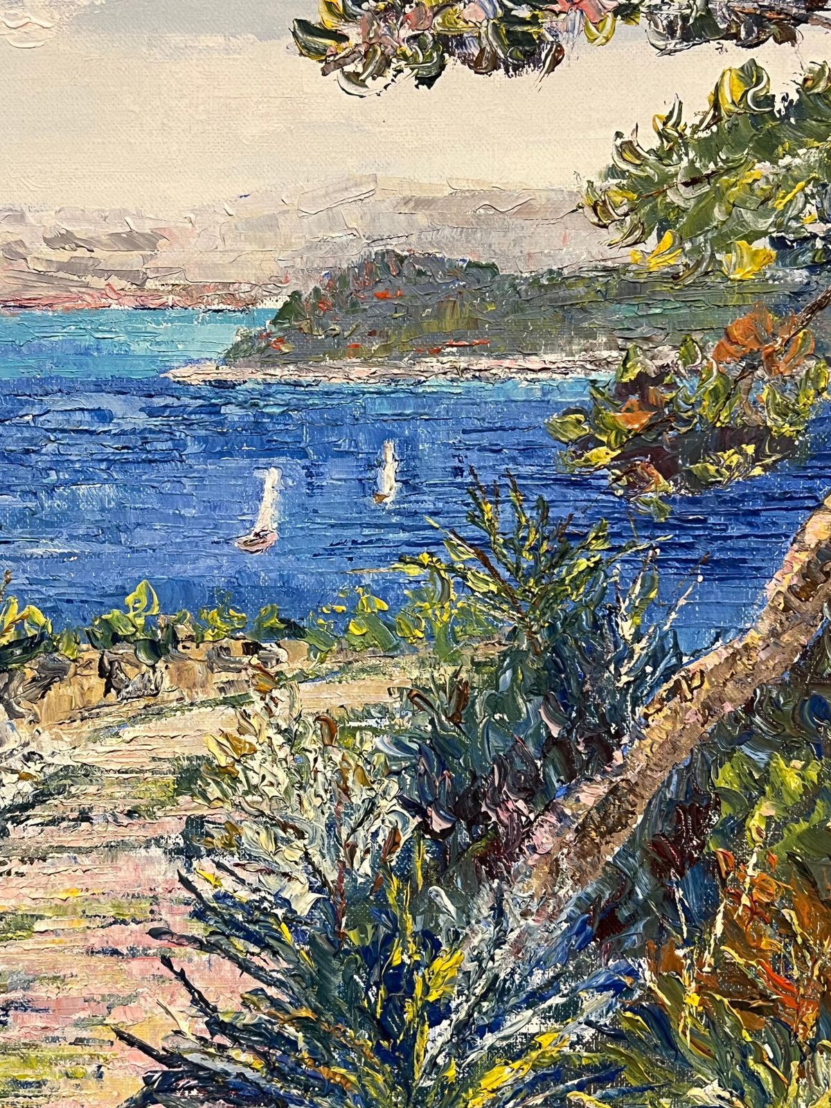 French Schoolvillefranche France Mediterranean Coastal View Rocky Path Bright Blue Frame photo for sale