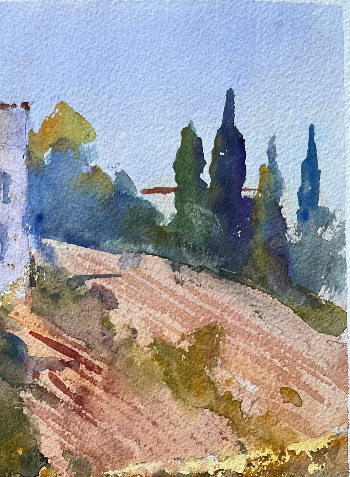 Anthony Averybritish Impressionist Watercolor Of A Sunflower Field And Country Villa photo Art