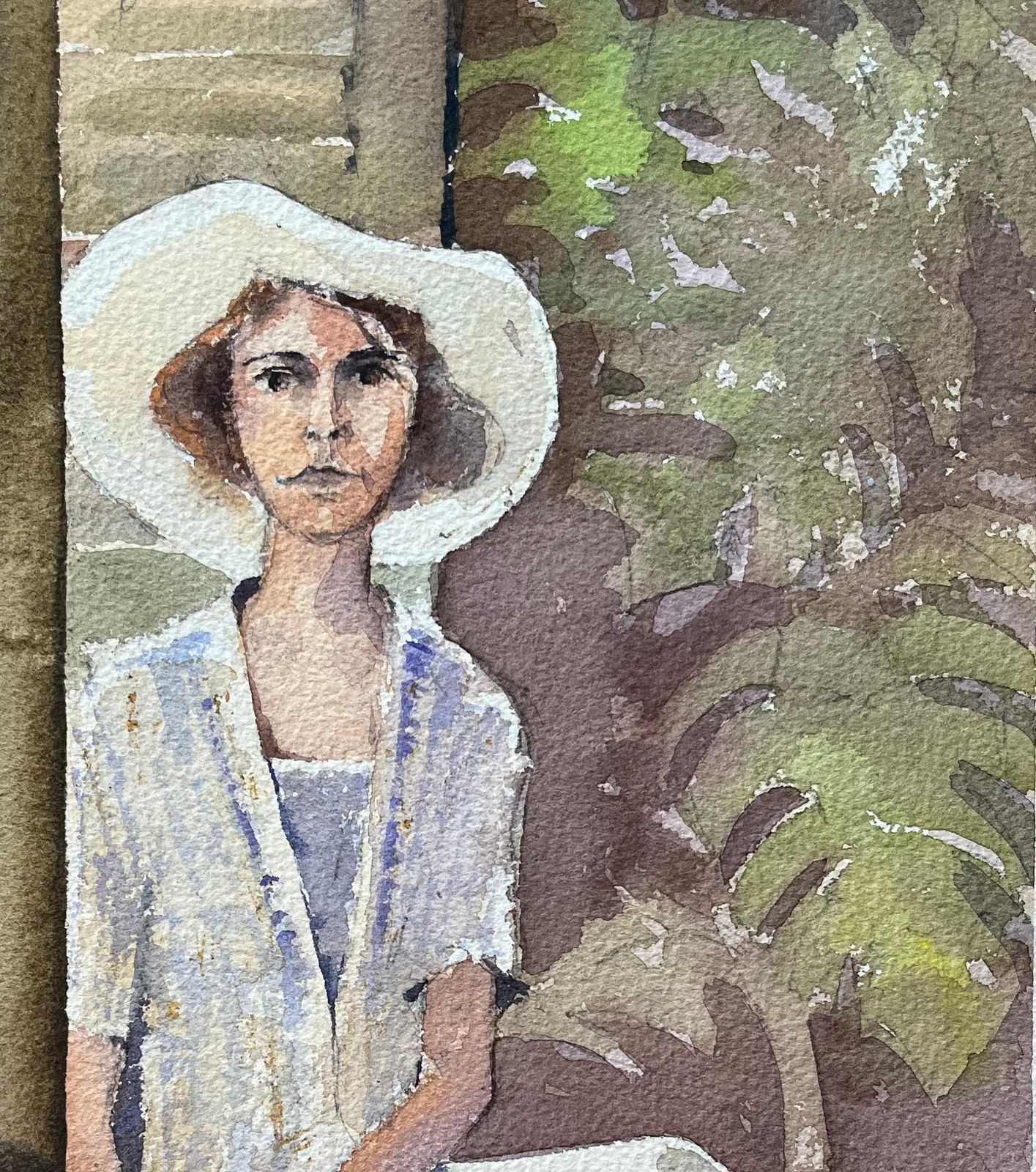 Anthony Averybritish Impressionist Watercolor Of A Portrait Of A Woman In A Sun Hat photo Art