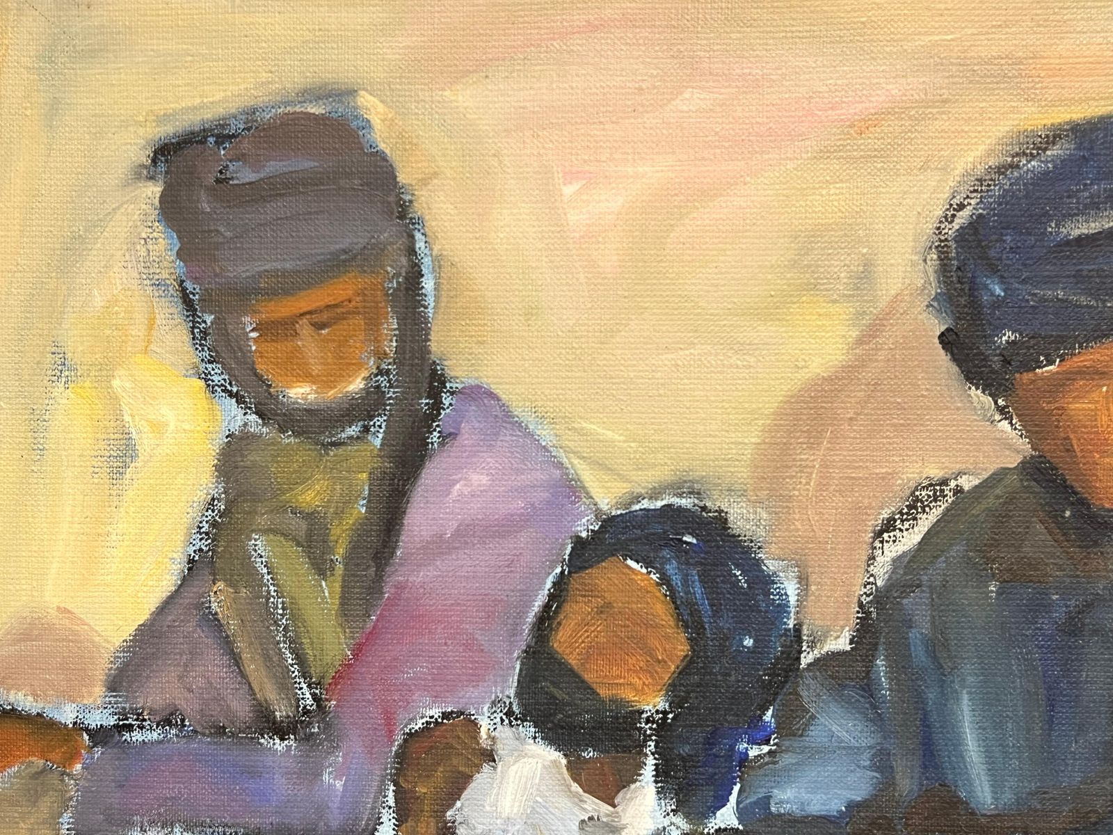 French Schoolmodern French Signed Oil Men Chatting Mauritania Ouadane Street Scene2000 photo Art