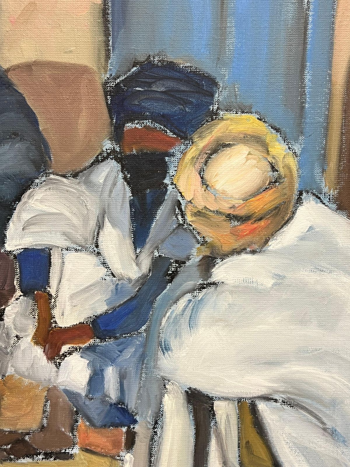 French Schoolmodern French Signed Oil Men Chatting Mauritania Ouadane Street Scene2000 photo buy