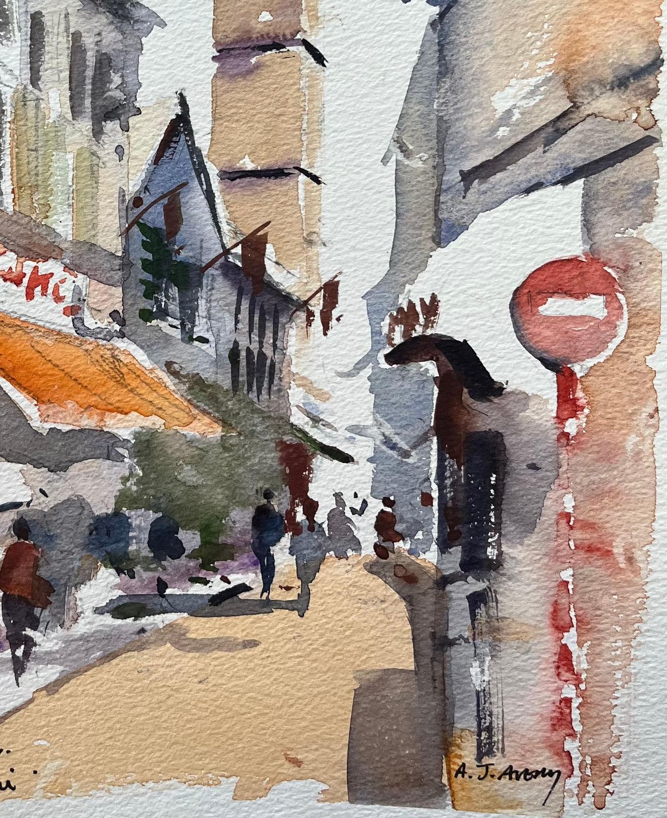 Anthony Averybritish Impressionist Watercolor Of A Café Street Scene In Kandouri photo Art