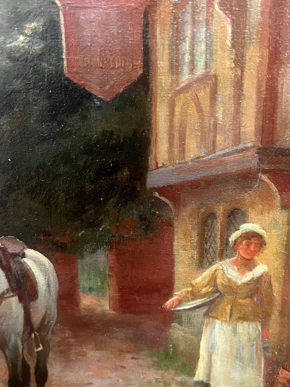 J Sanderson Wellsfine Victorian Oil Painting Cavalry Men Resting Village Tavern Roadside Inn photo buy
