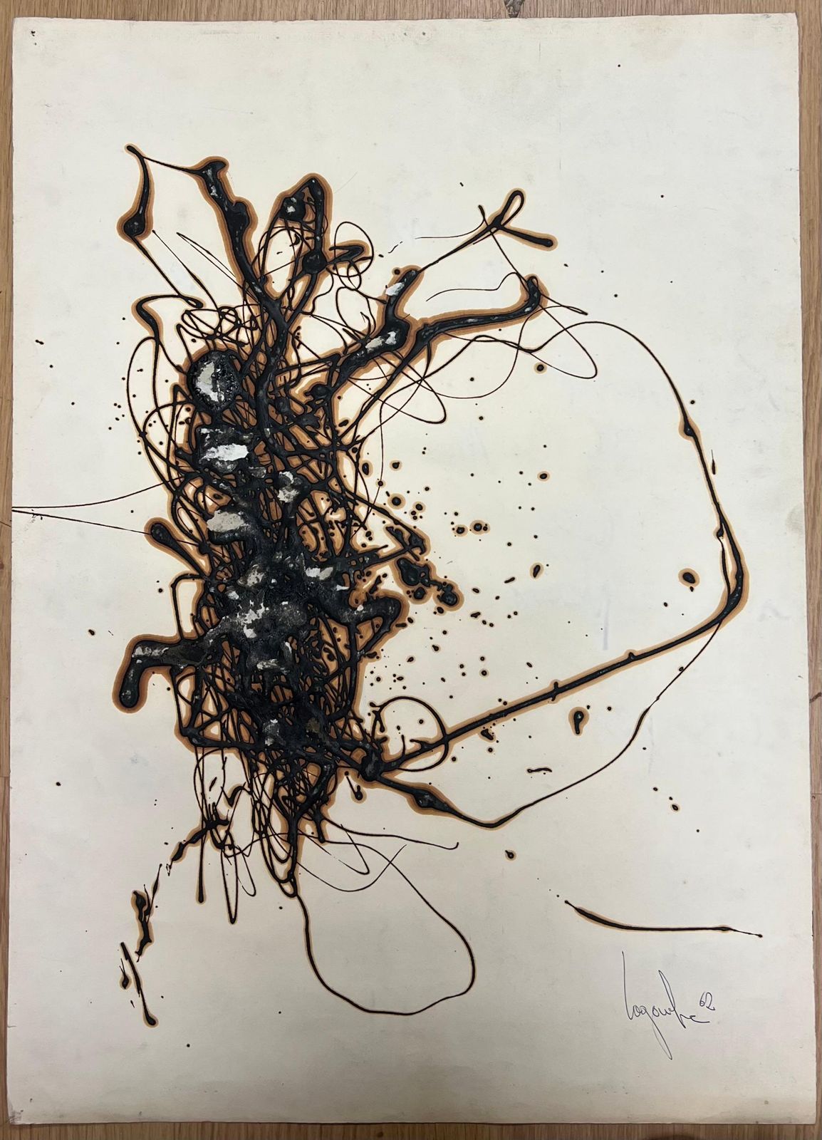 Claude Lagoucheoriginal 1970's French Abstract Composition With Thick Organic Linesc. 1970's photo furniture