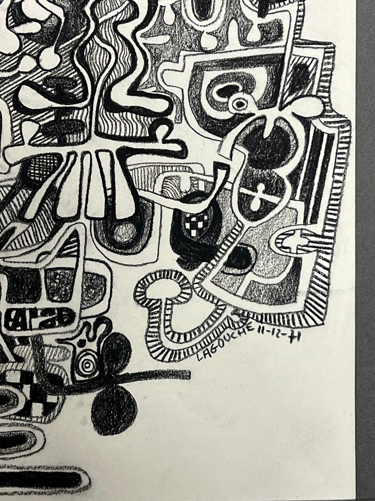 Claude Lagoucheoriginal 1970's French Abstract Composition With Dense Geometric Patternsc. 1970's photo buy